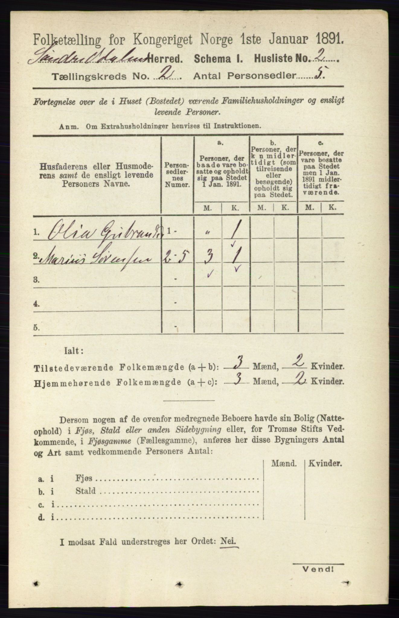 RA, Folketelling 1891 for 0419 Sør-Odal herred, 1891, s. 351