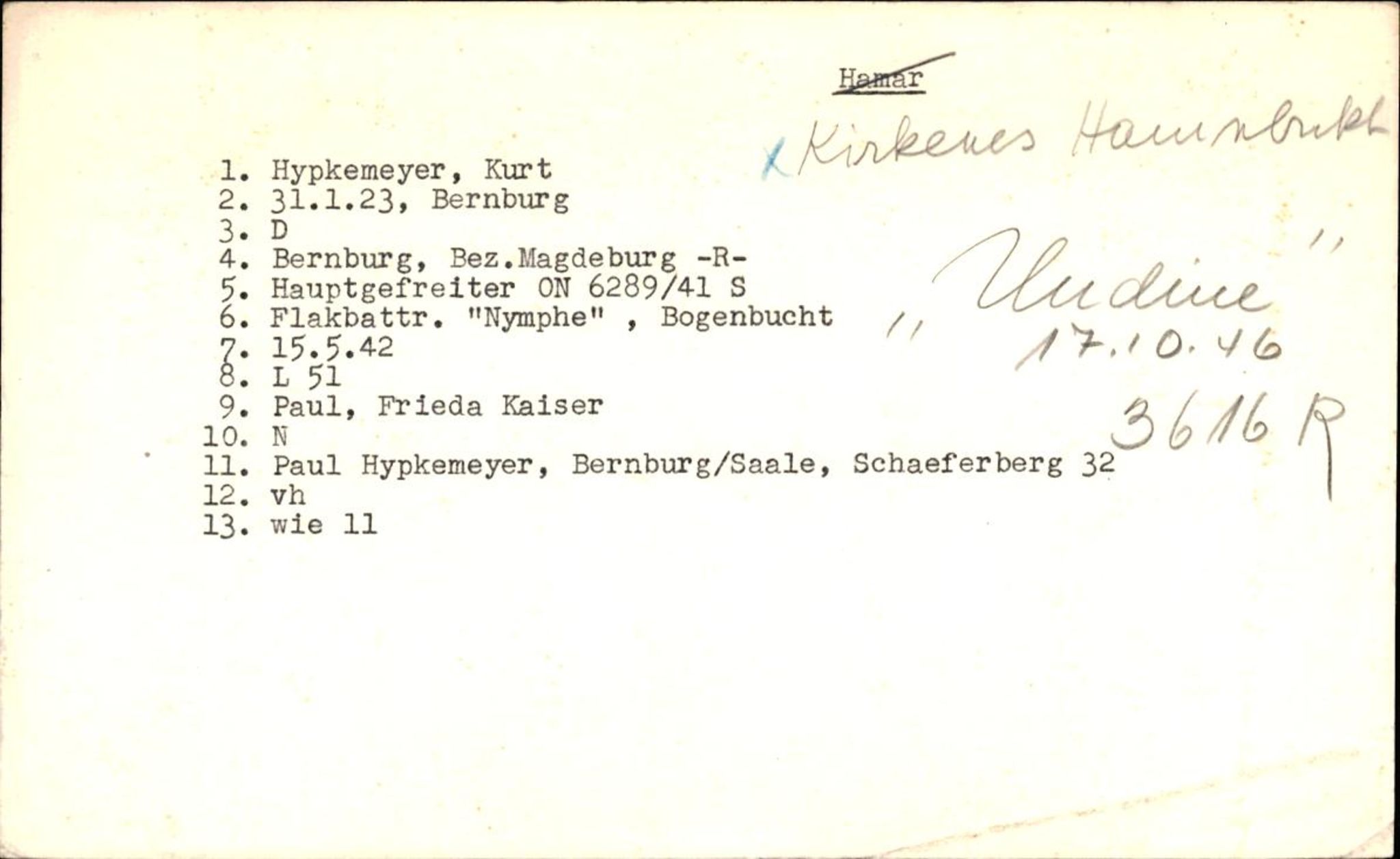 Hjemsendte tyskere , RA/RAFA-6487/D/Db/L0014: Hofmeister-Kaften, 1945-1947, s. 459