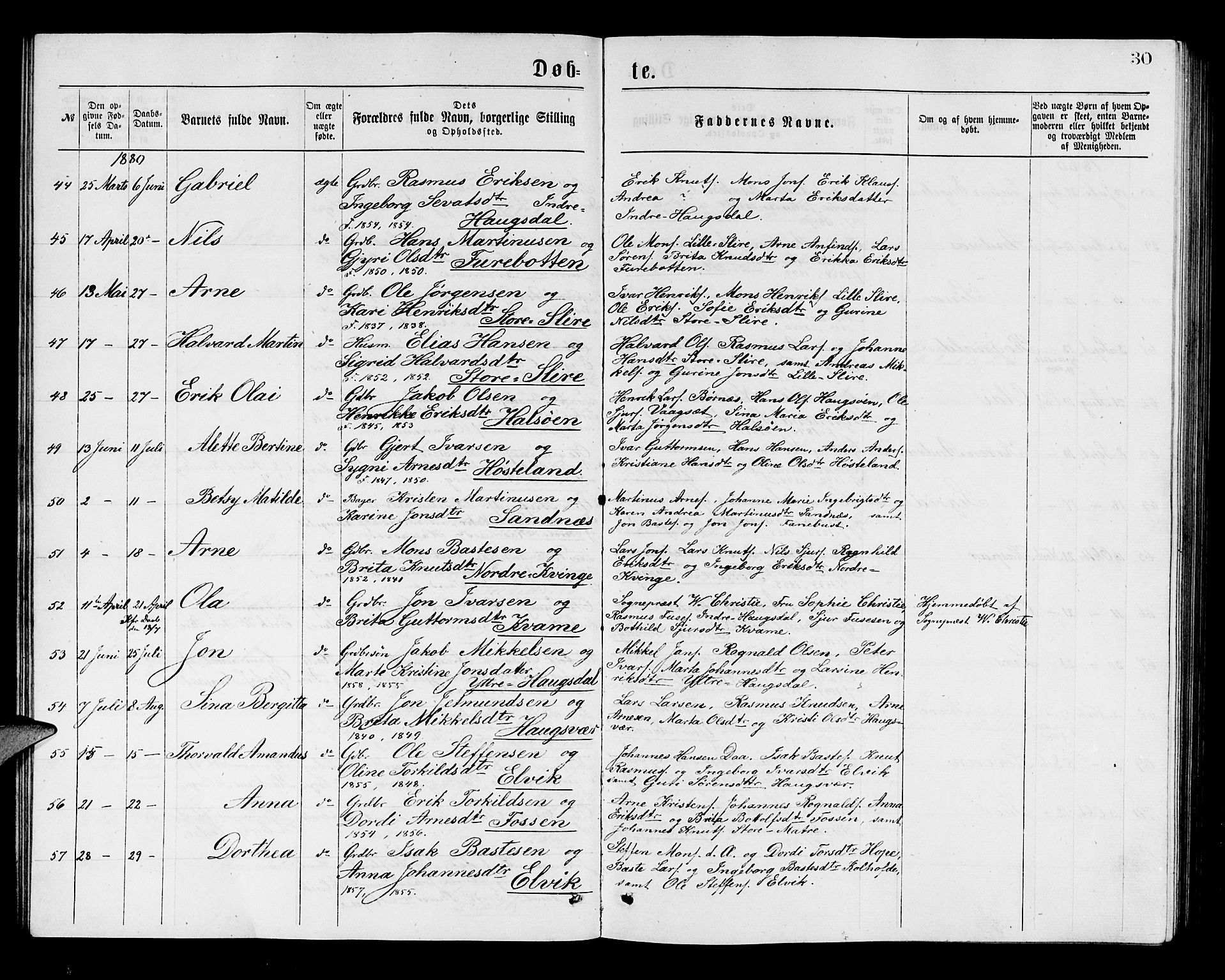 Masfjorden sokneprestembete, AV/SAB-A-77001: Klokkerbok nr. A 2, 1876-1891, s. 30