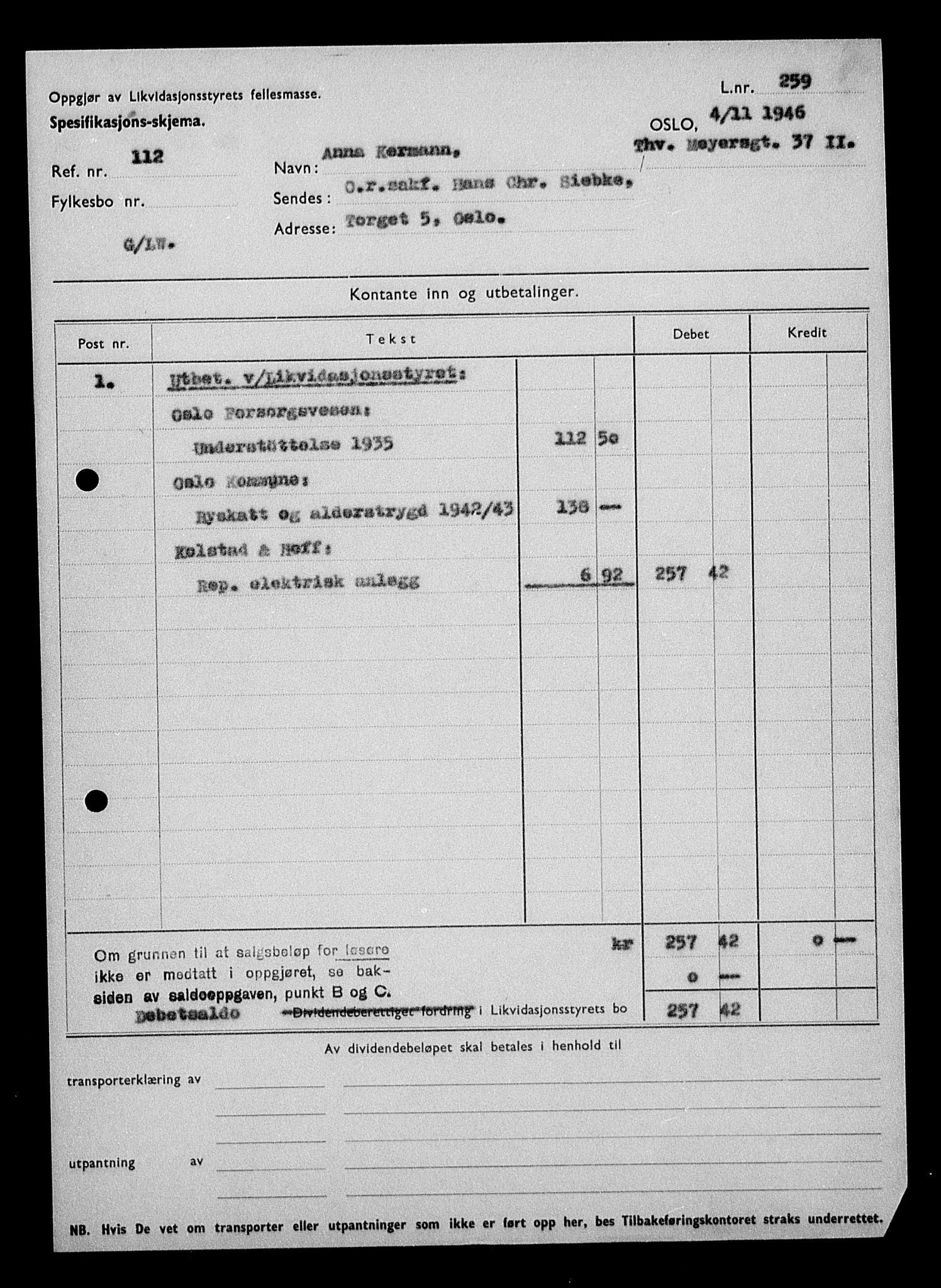 Justisdepartementet, Tilbakeføringskontoret for inndratte formuer, RA/S-1564/H/Hc/Hcc/L0950: --, 1945-1947, s. 520