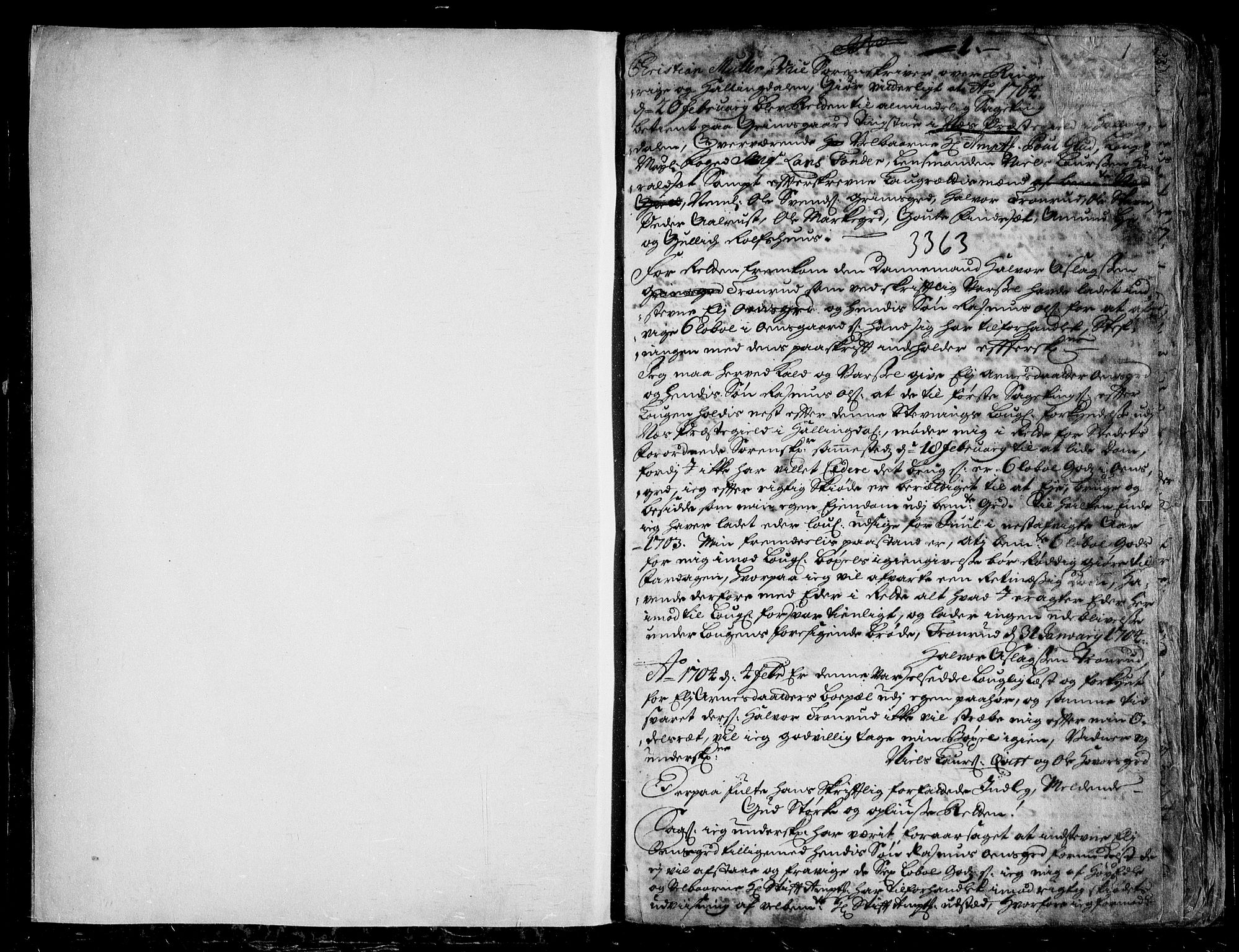 Ringerike og Hallingdal sorenskriveri, SAKO/A-81/F/Fa/Faa/L0025: Tingbok, 1704-1707, s. 1