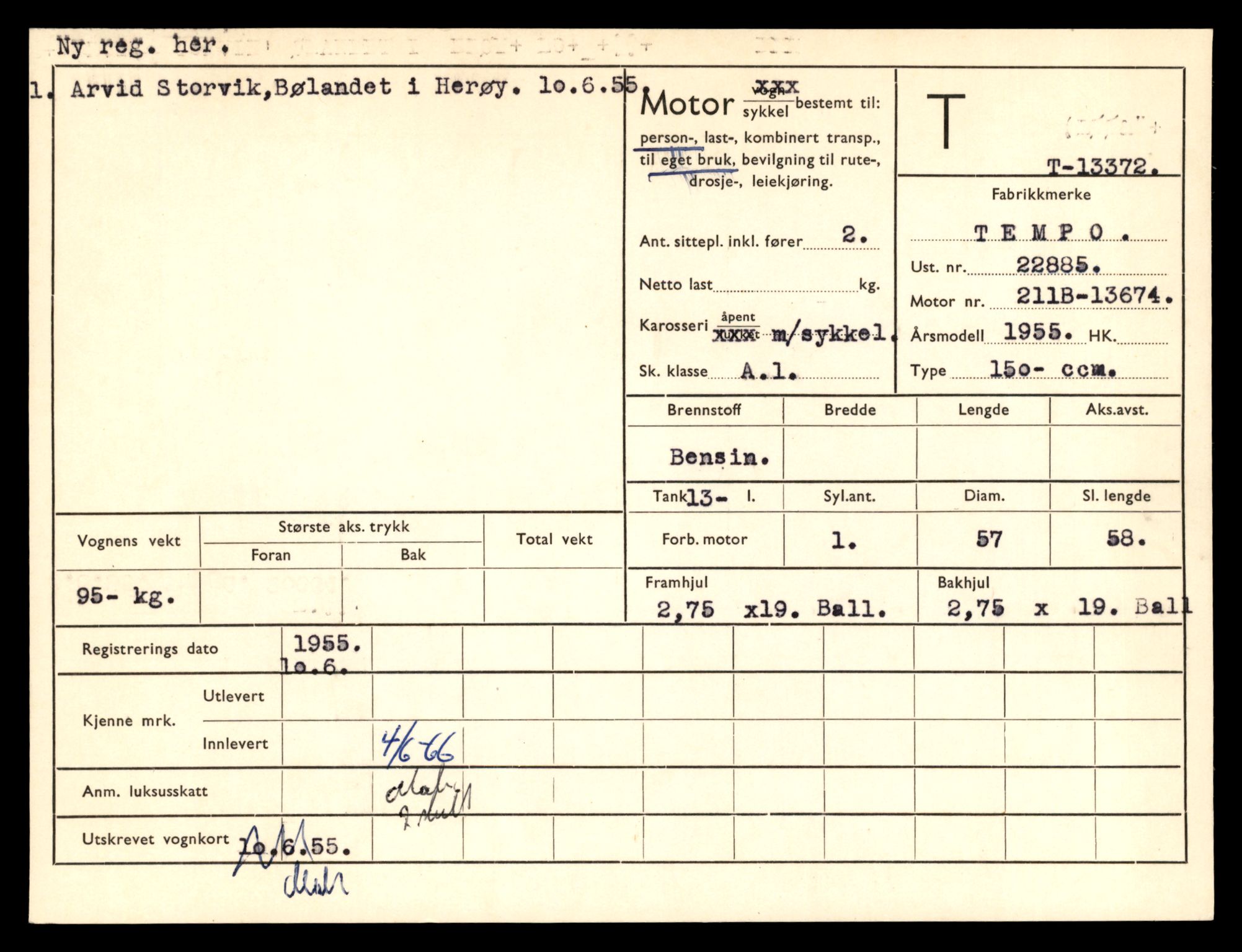 Møre og Romsdal vegkontor - Ålesund trafikkstasjon, AV/SAT-A-4099/F/Fe/L0039: Registreringskort for kjøretøy T 13361 - T 13530, 1927-1998, s. 183