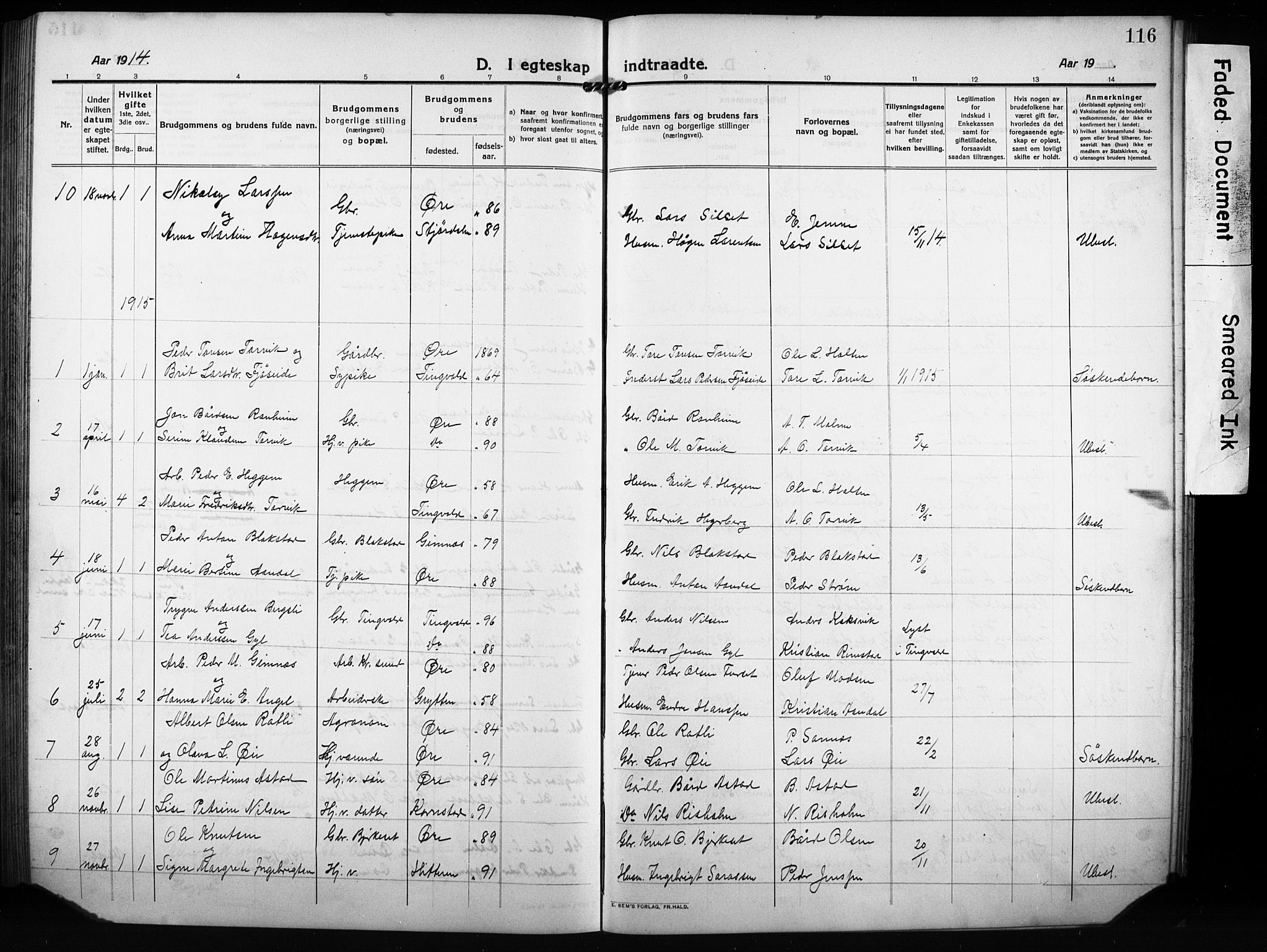 Ministerialprotokoller, klokkerbøker og fødselsregistre - Møre og Romsdal, AV/SAT-A-1454/584/L0970: Klokkerbok nr. 584C03, 1912-1932, s. 116