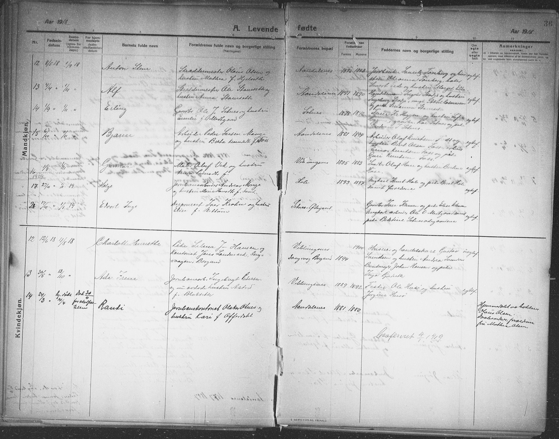 Ministerialprotokoller, klokkerbøker og fødselsregistre - Møre og Romsdal, AV/SAT-A-1454/544/L0581: Klokkerbok nr. 544C03, 1910-1937, s. 36