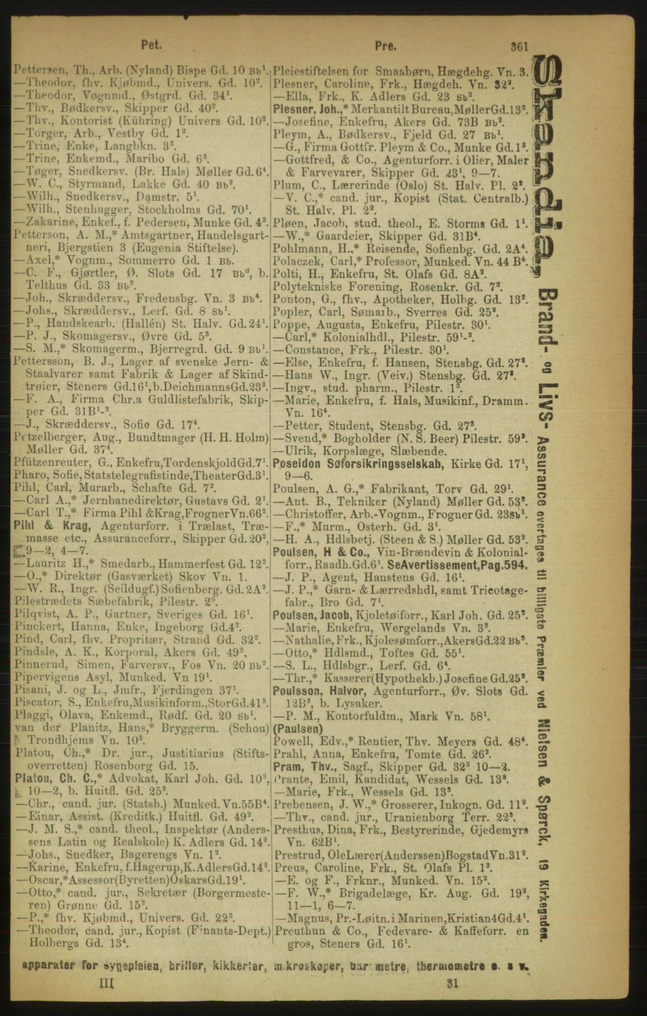 Kristiania/Oslo adressebok, PUBL/-, 1888, s. 361