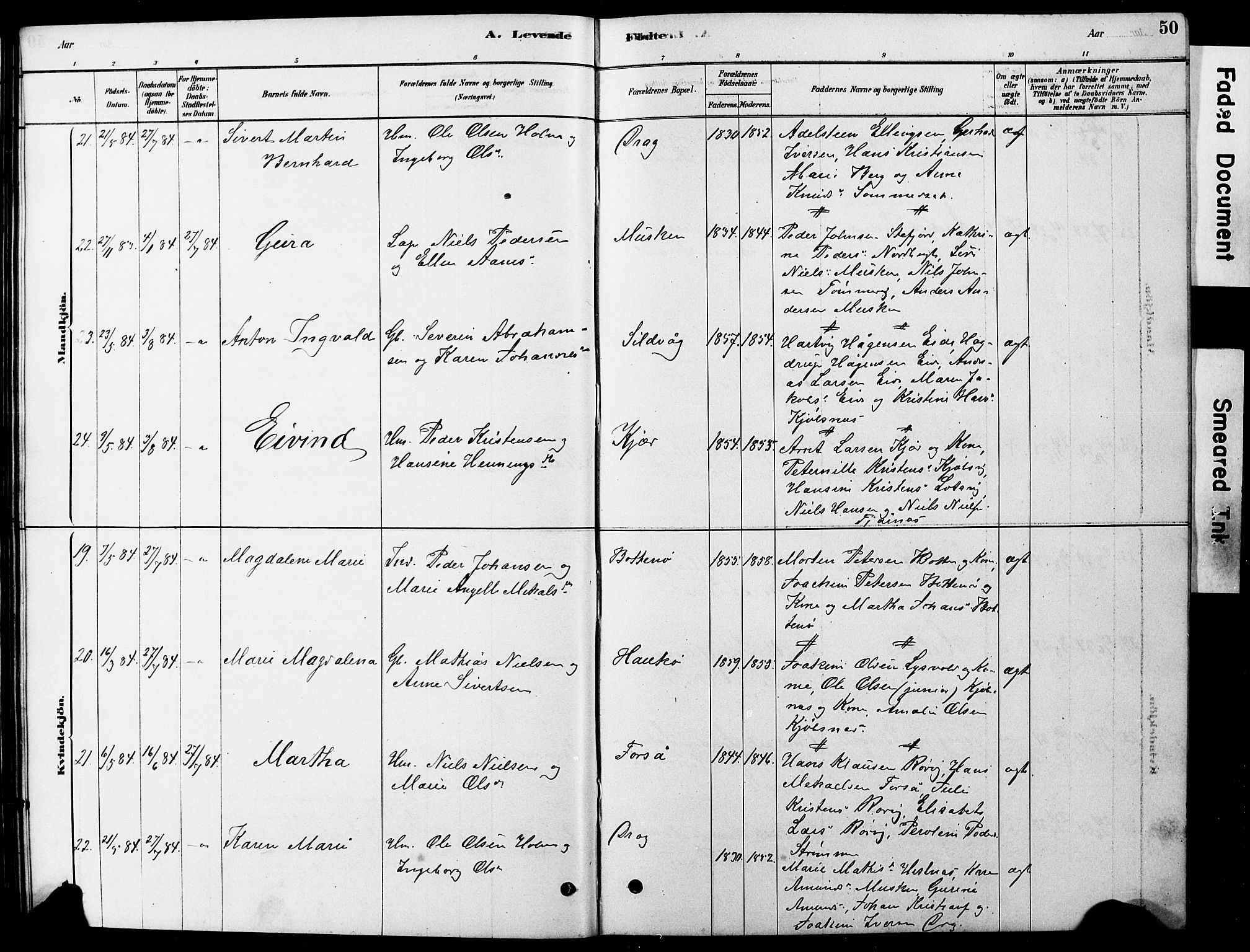 Ministerialprotokoller, klokkerbøker og fødselsregistre - Nordland, AV/SAT-A-1459/861/L0875: Klokkerbok nr. 861C01, 1879-1887, s. 50