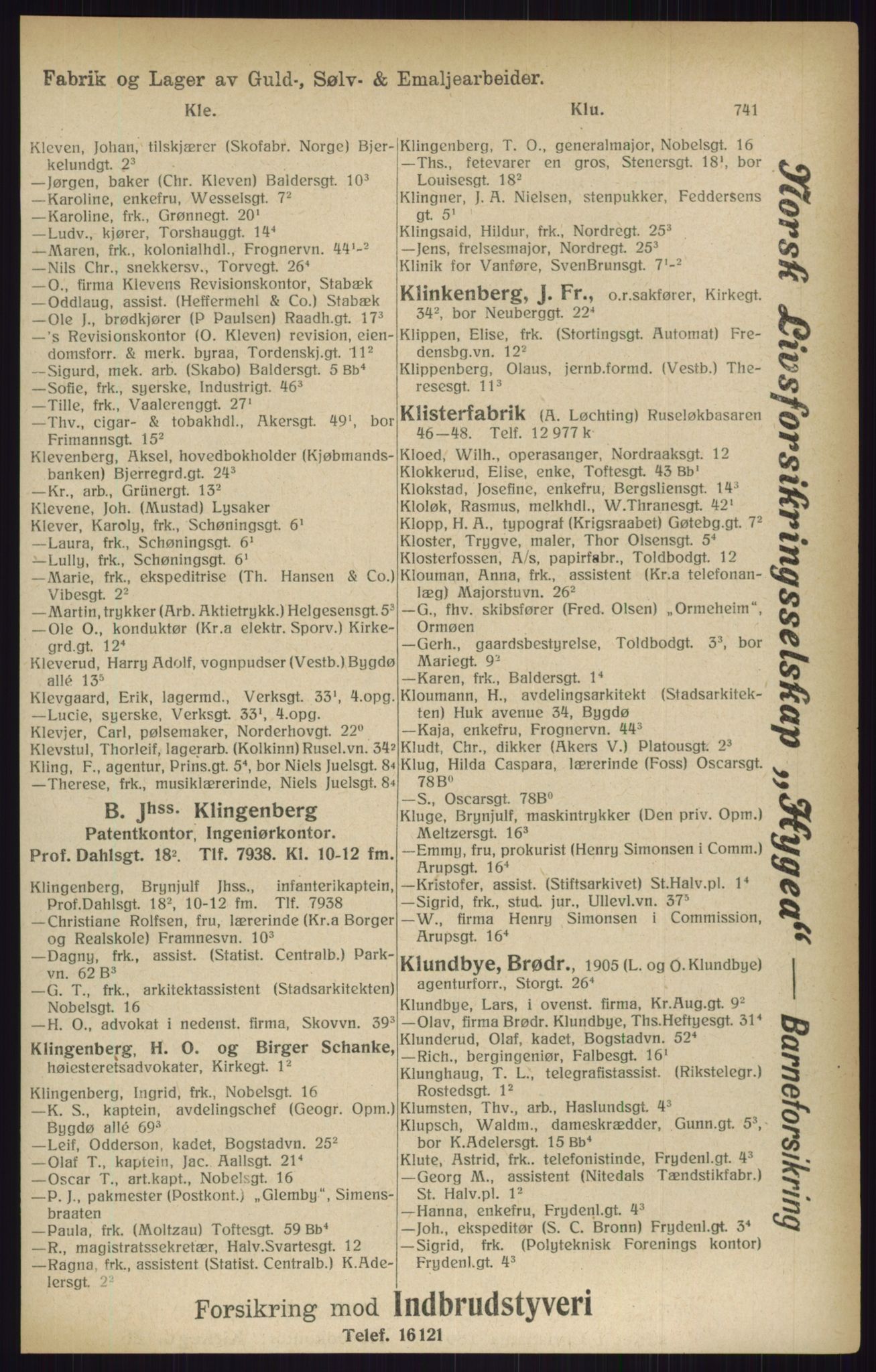Kristiania/Oslo adressebok, PUBL/-, 1916, s. 741