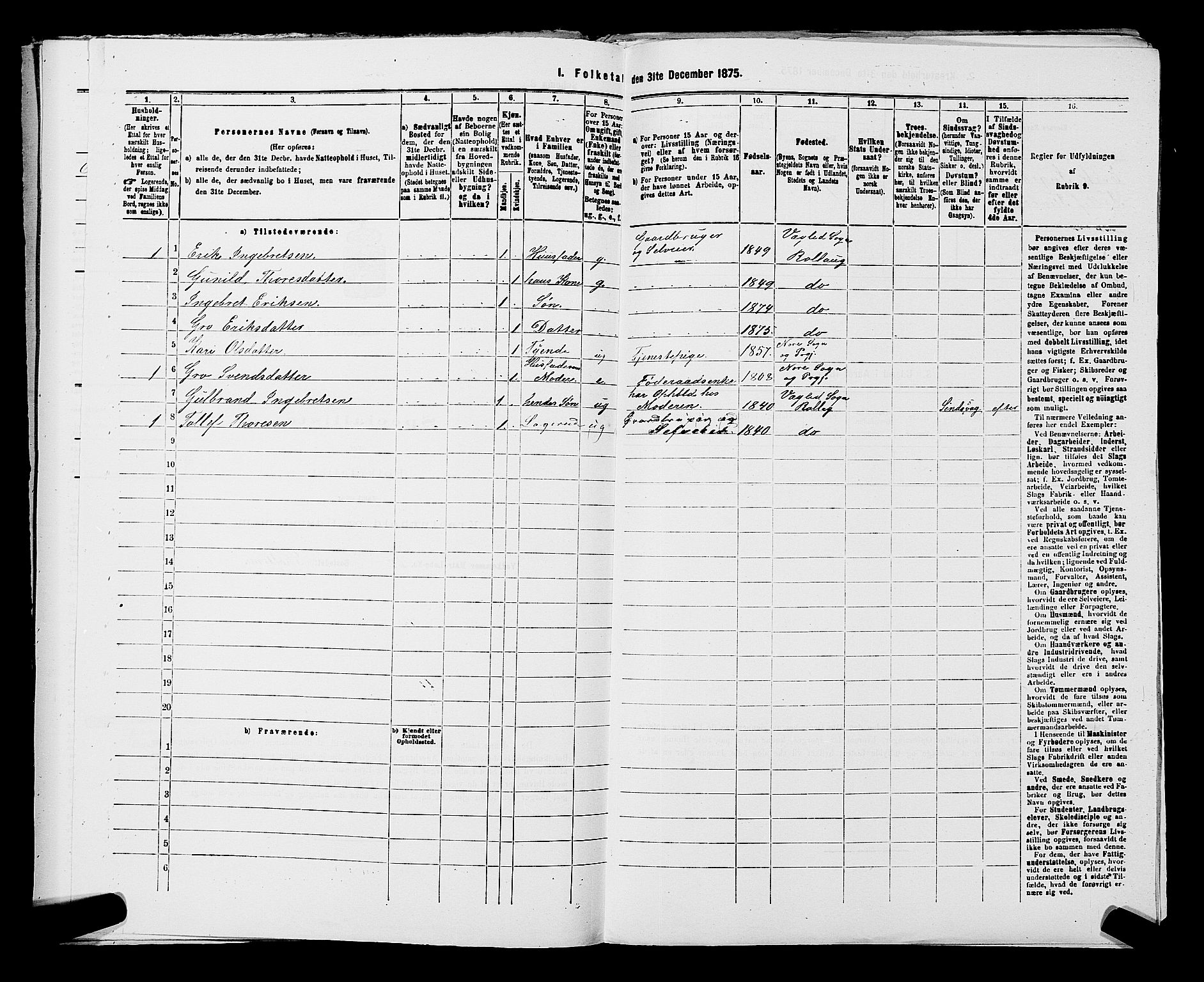 SAKO, Folketelling 1875 for 0632P Rollag prestegjeld, 1875, s. 260