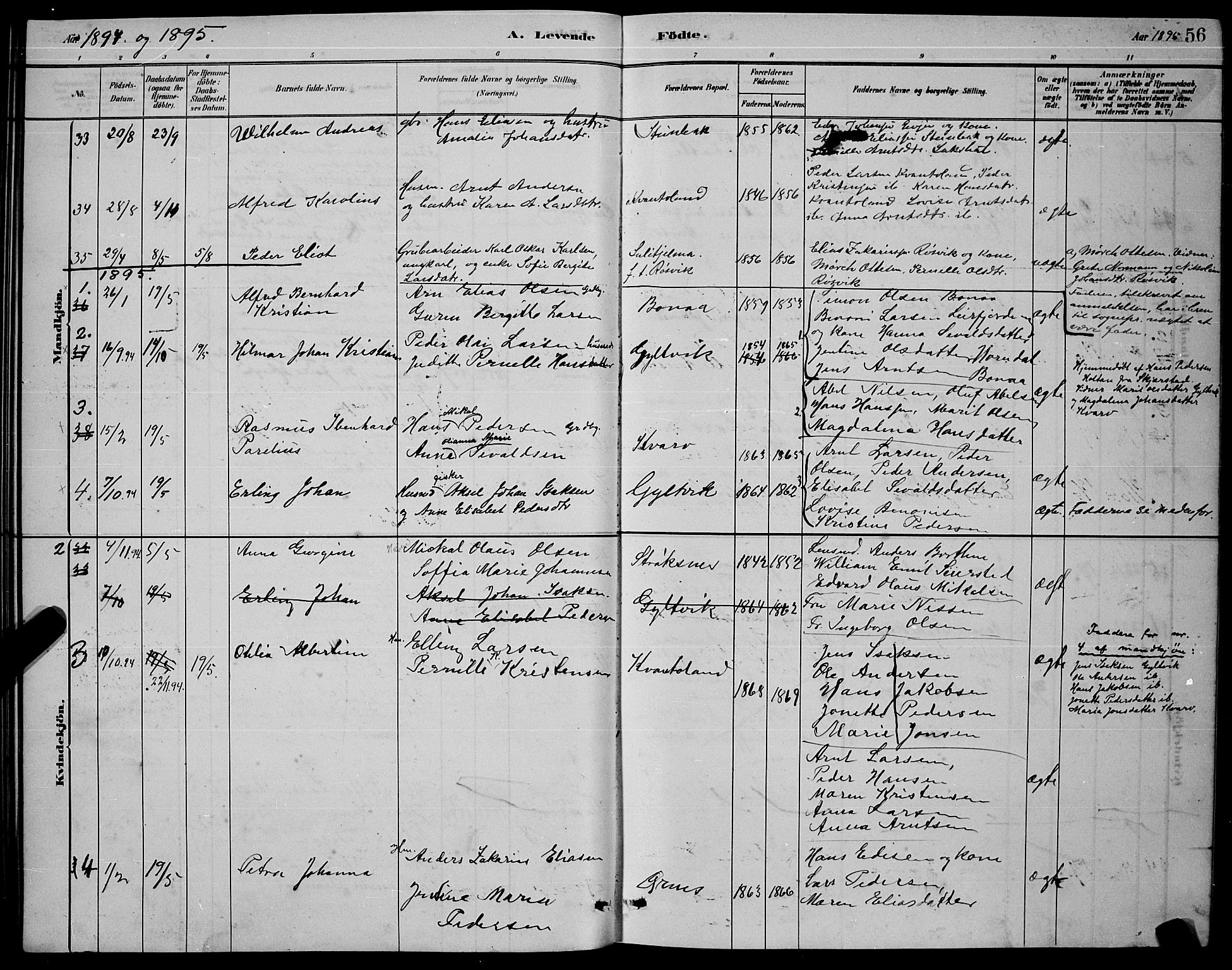 Ministerialprotokoller, klokkerbøker og fødselsregistre - Nordland, AV/SAT-A-1459/853/L0772: Ministerialbok nr. 853A11, 1881-1900, s. 56
