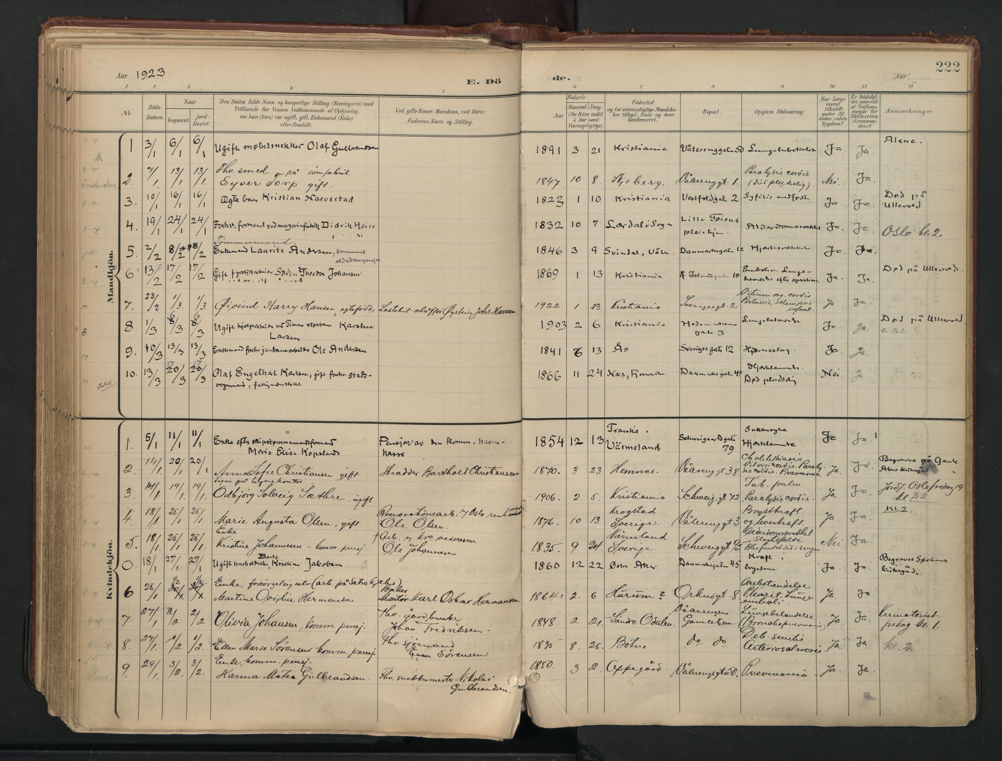 Vålerengen prestekontor Kirkebøker, AV/SAO-A-10878/F/Fa/L0003: Ministerialbok nr. 3, 1899-1930, s. 222