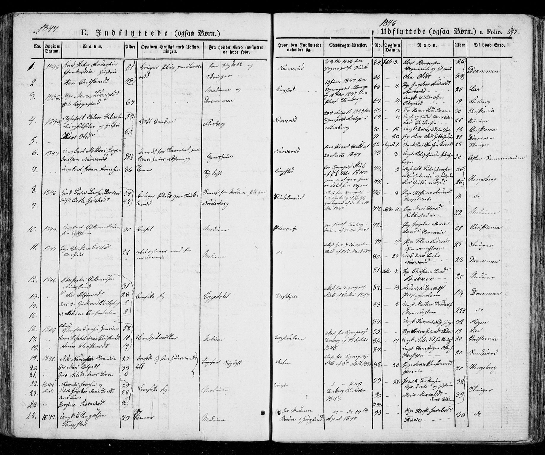 Eiker kirkebøker, AV/SAKO-A-4/G/Ga/L0002: Klokkerbok nr. I 2, 1832-1856, s. 575