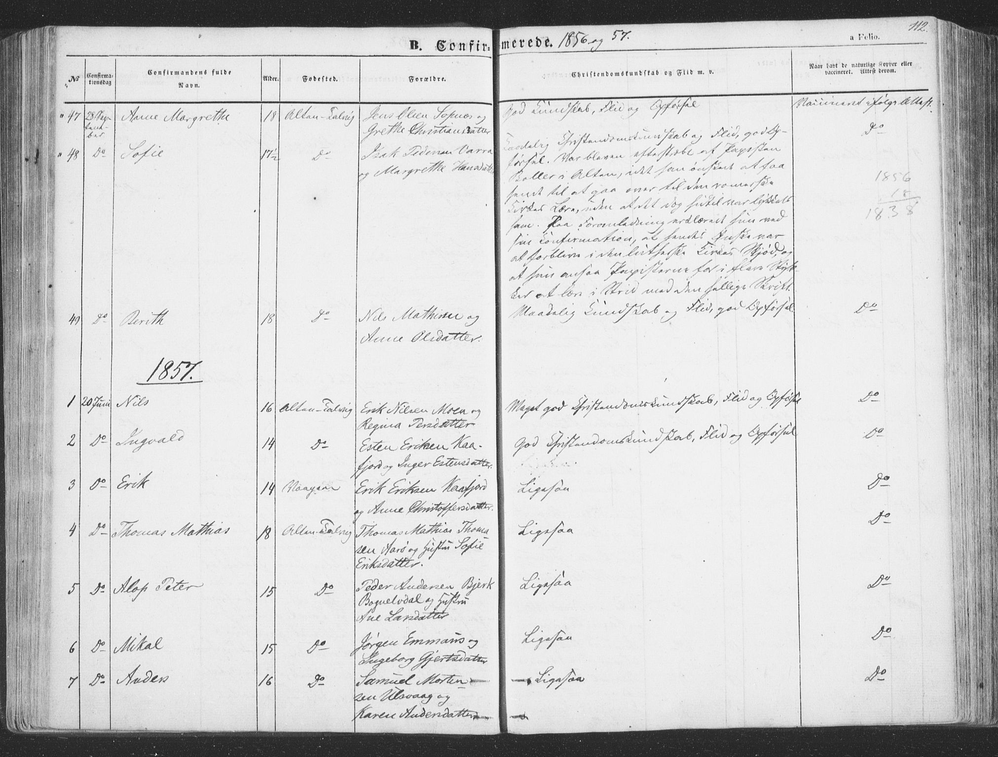 Talvik sokneprestkontor, AV/SATØ-S-1337/H/Ha/L0010kirke: Ministerialbok nr. 10, 1852-1864, s. 112