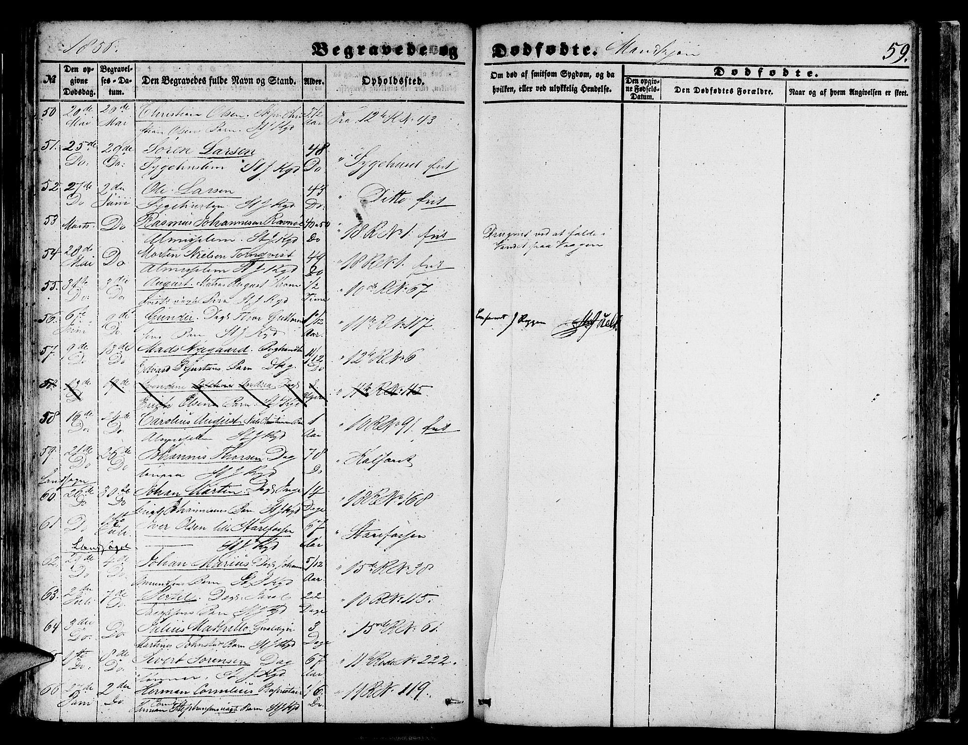 Domkirken sokneprestembete, AV/SAB-A-74801/H/Hab/L0038: Klokkerbok nr. E 2, 1847-1859, s. 59
