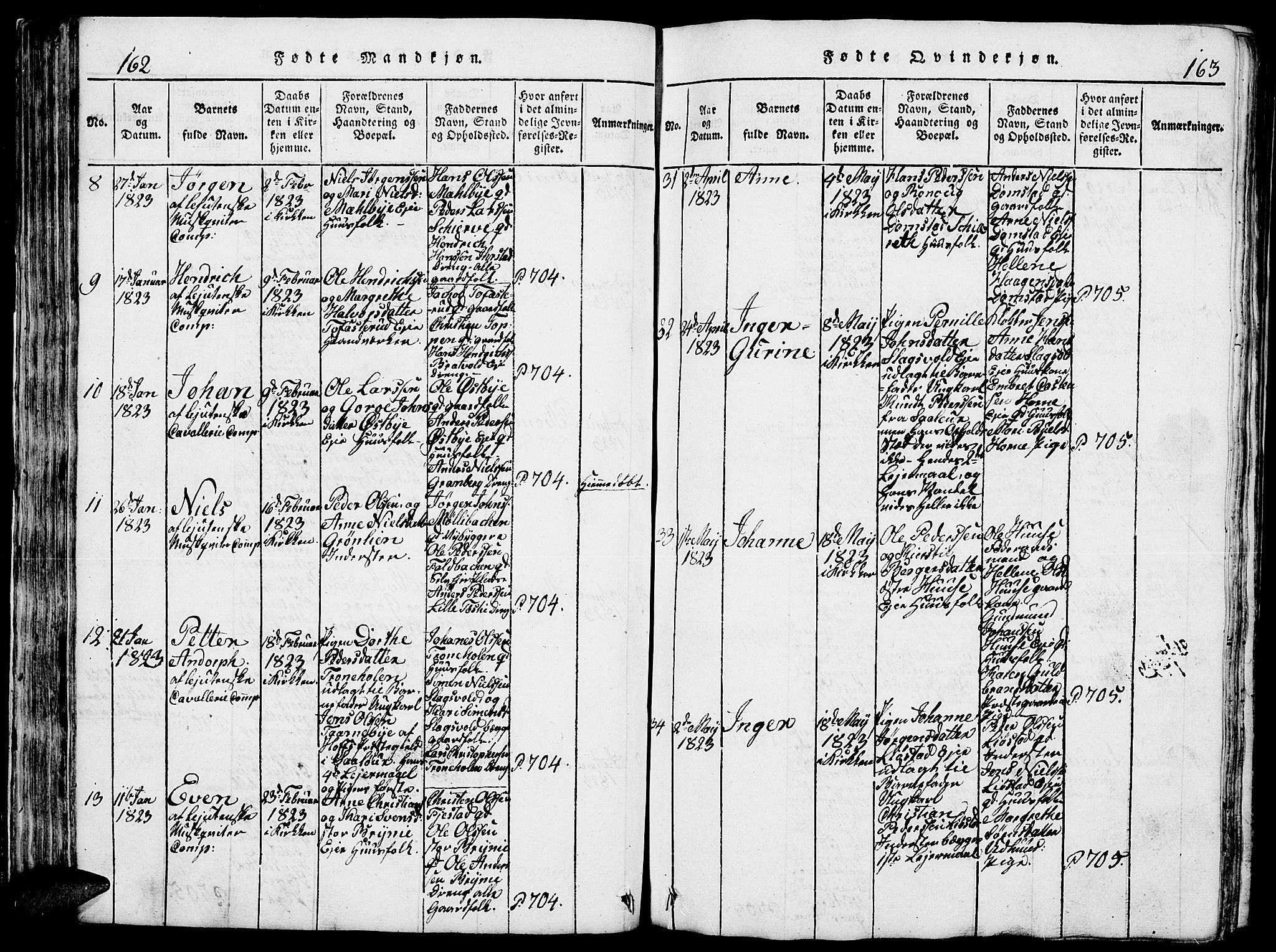 Romedal prestekontor, AV/SAH-PREST-004/L/L0005: Klokkerbok nr. 5, 1814-1829, s. 162-163