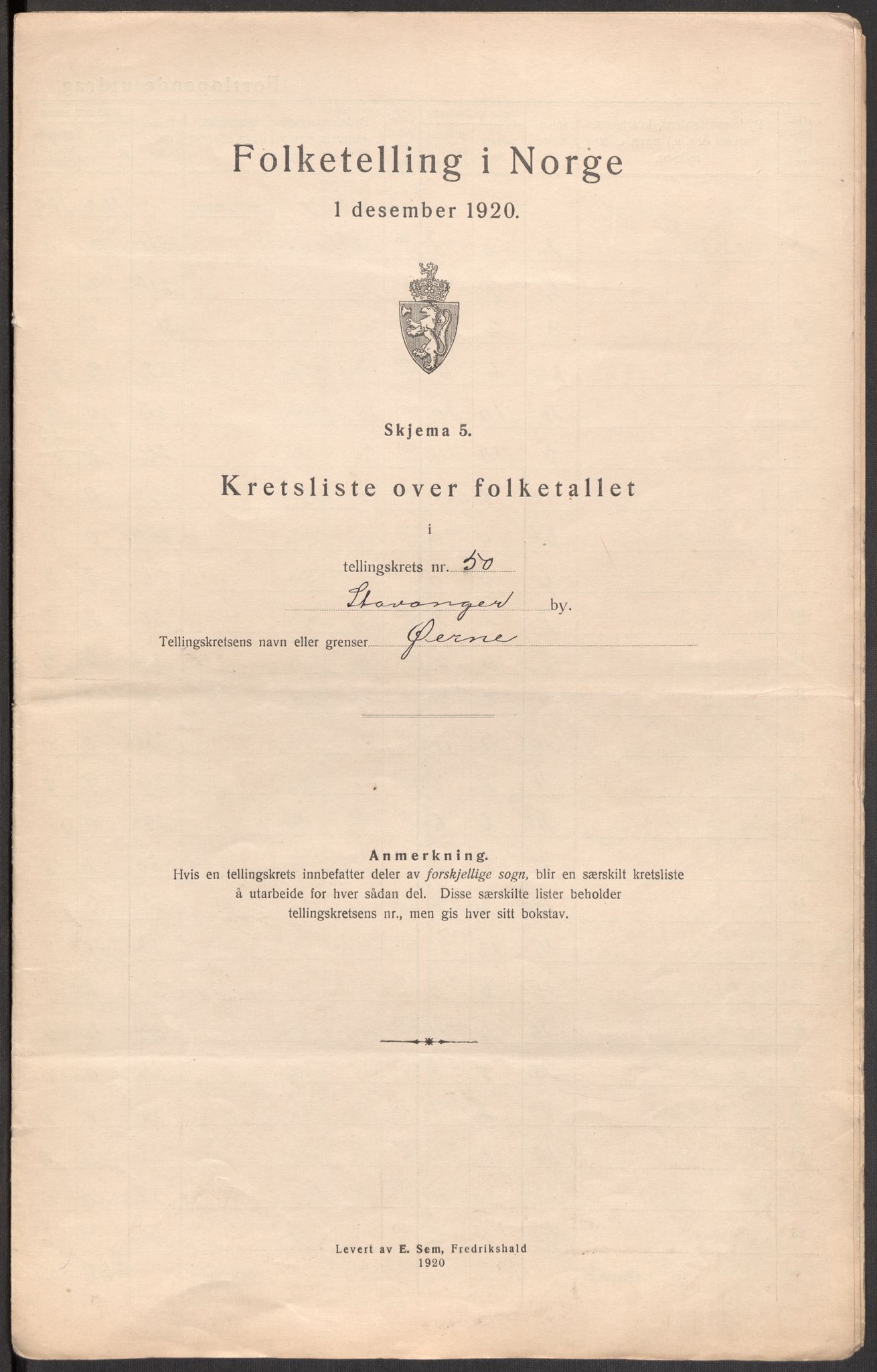 SAST, Folketelling 1920 for 1103 Stavanger kjøpstad, 1920, s. 155