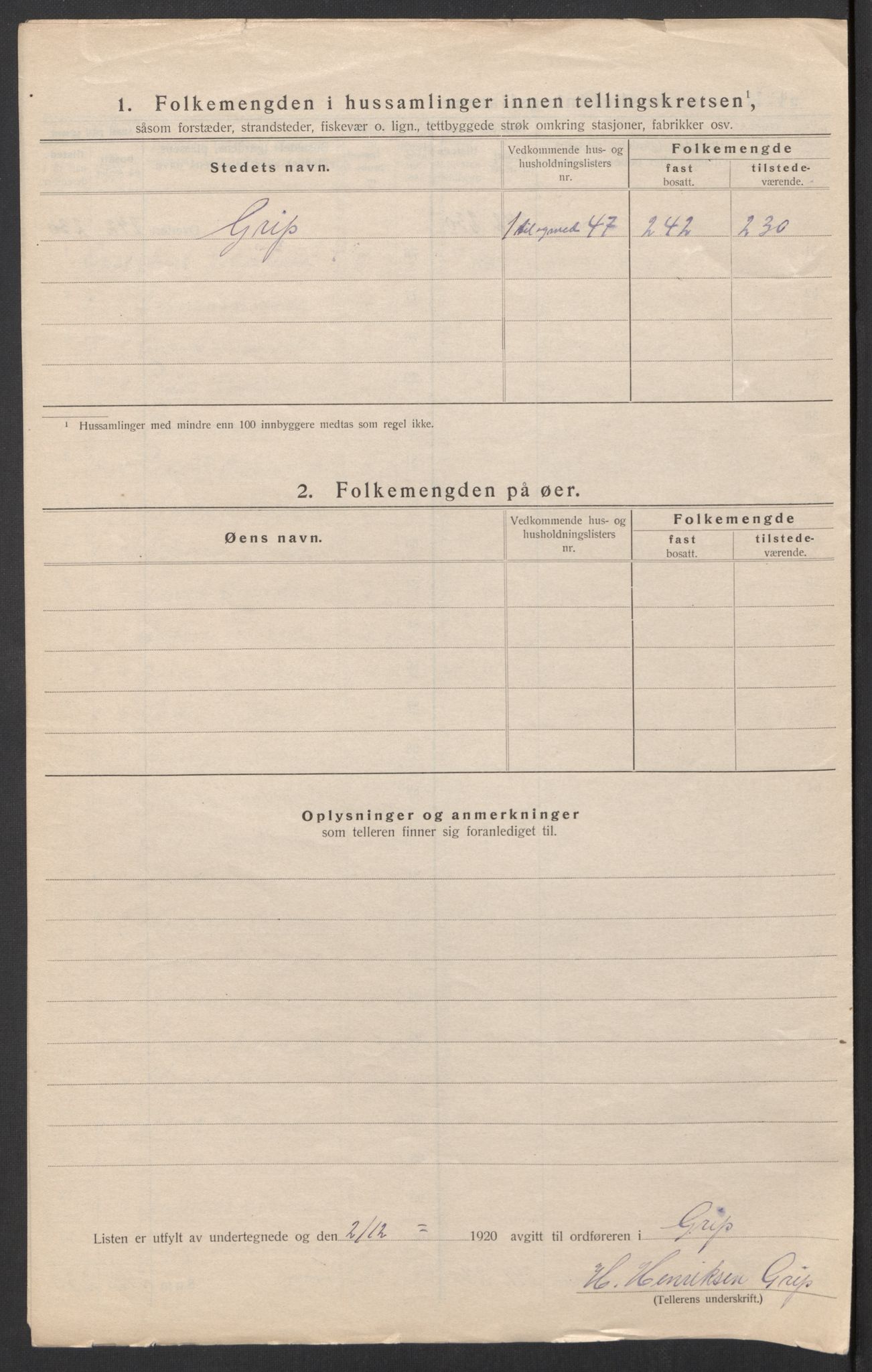 SAT, Folketelling 1920 for 1555 Grip herred, 1920, s. 9