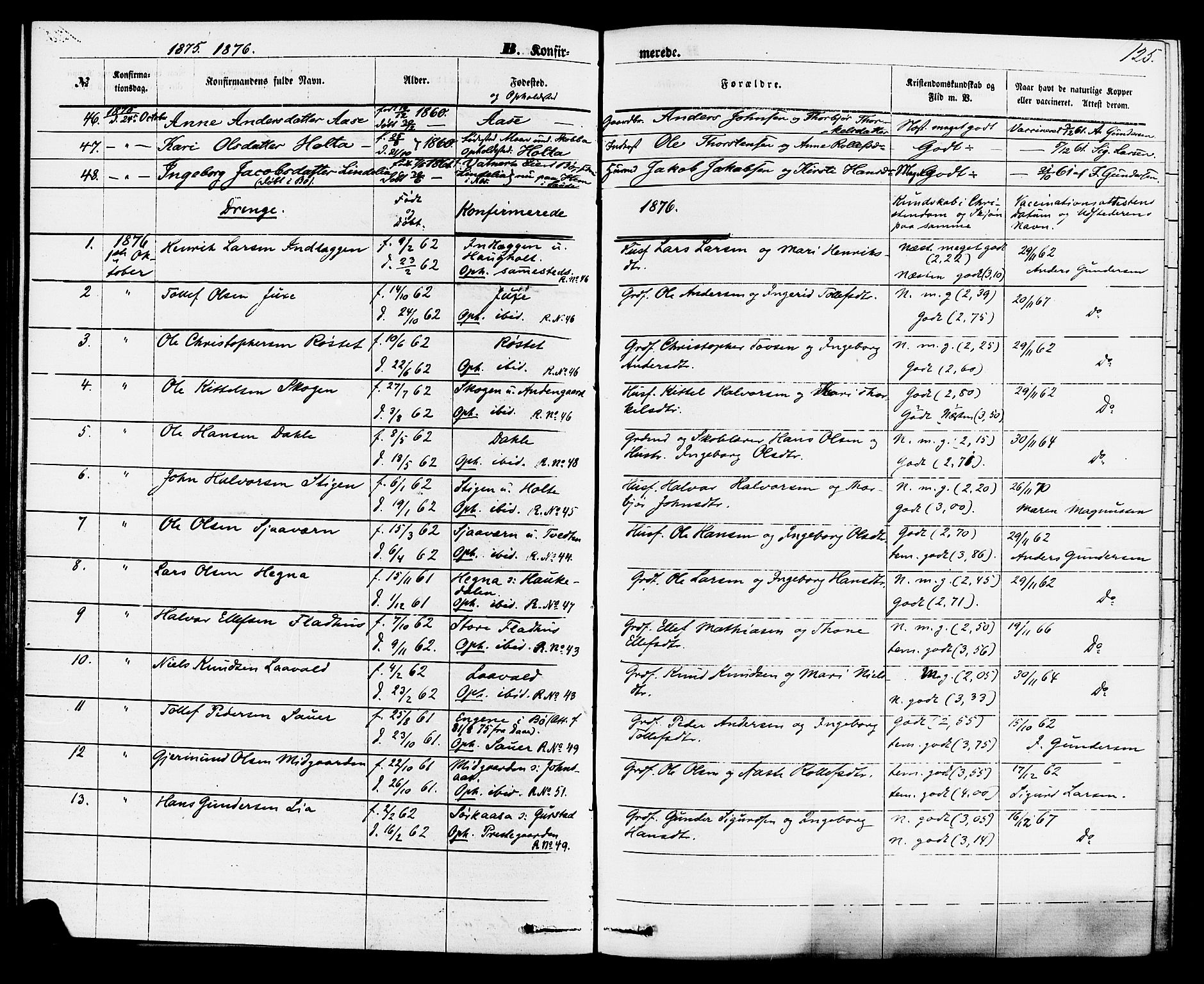 Sauherad kirkebøker, AV/SAKO-A-298/F/Fa/L0008: Ministerialbok nr. I 8, 1873-1886, s. 125