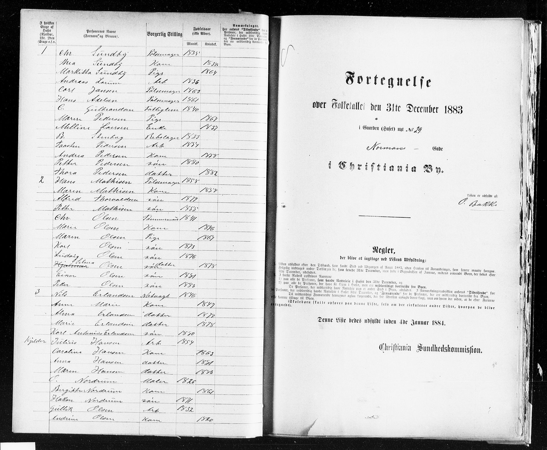 OBA, Kommunal folketelling 31.12.1883 for Kristiania kjøpstad, 1883, s. 3106