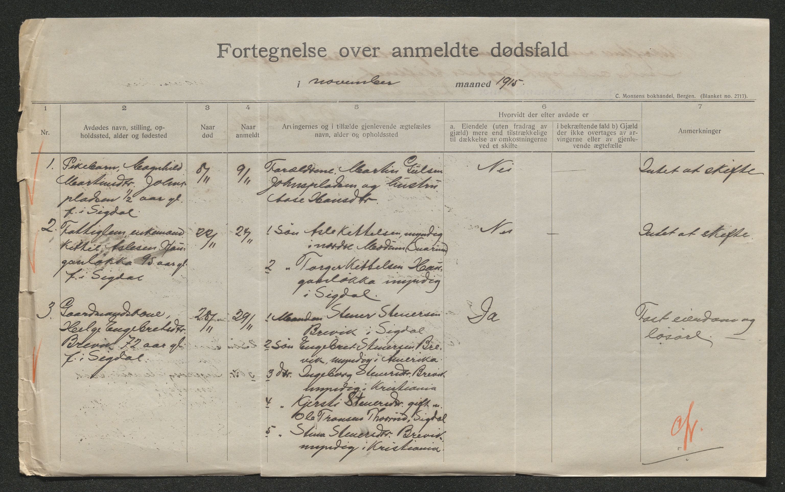 Eiker, Modum og Sigdal sorenskriveri, AV/SAKO-A-123/H/Ha/Hab/L0037: Dødsfallsmeldinger, 1914-1915, s. 783