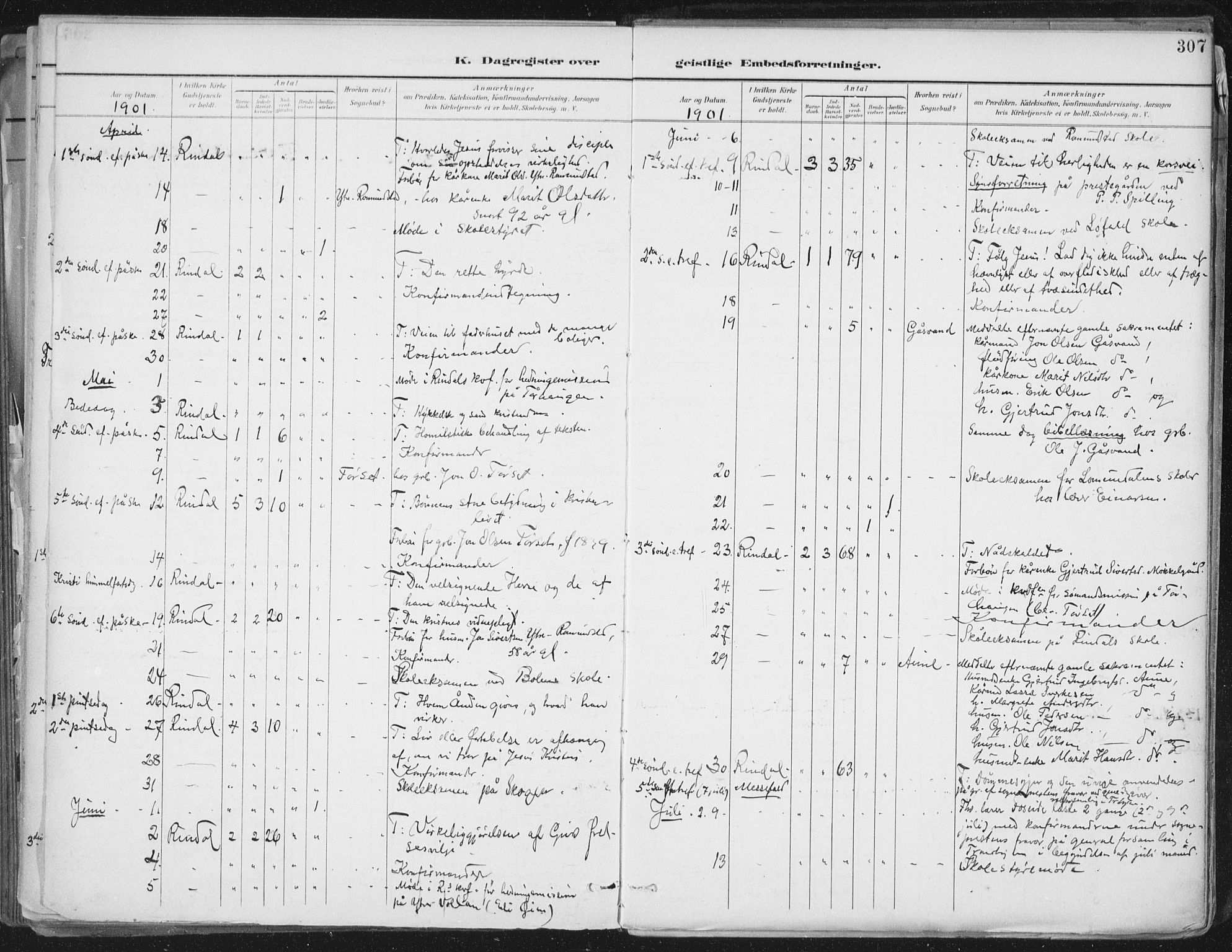 Ministerialprotokoller, klokkerbøker og fødselsregistre - Møre og Romsdal, AV/SAT-A-1454/598/L1072: Ministerialbok nr. 598A06, 1896-1910, s. 307