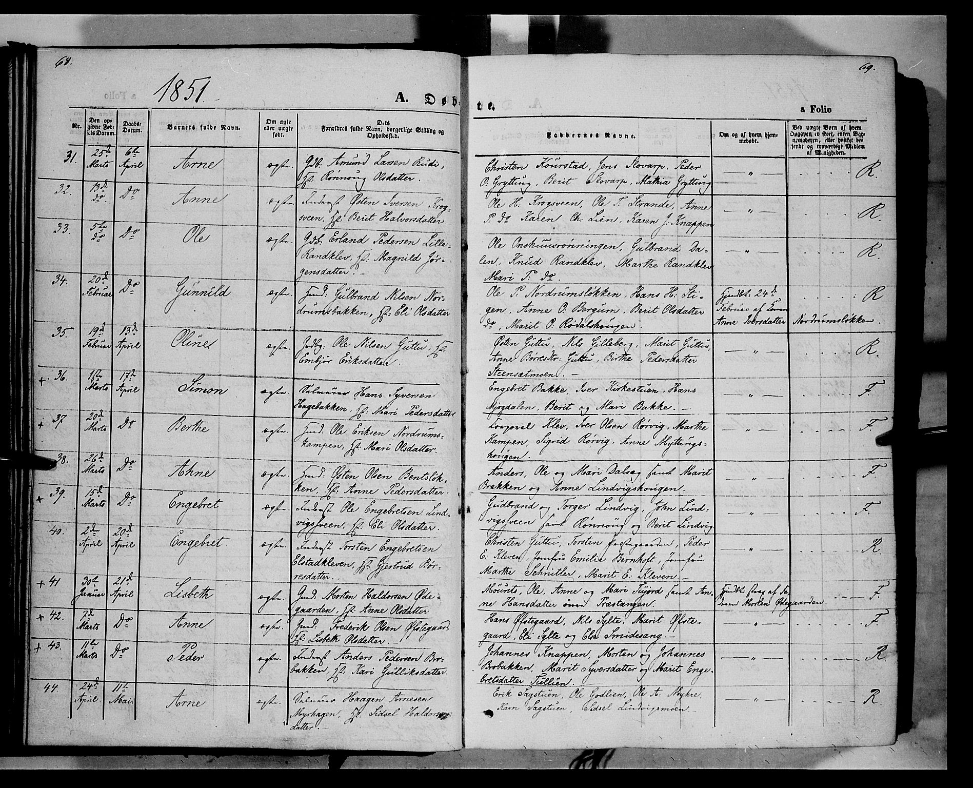 Ringebu prestekontor, AV/SAH-PREST-082/H/Ha/Haa/L0006: Ministerialbok nr. 6, 1848-1859, s. 68-69