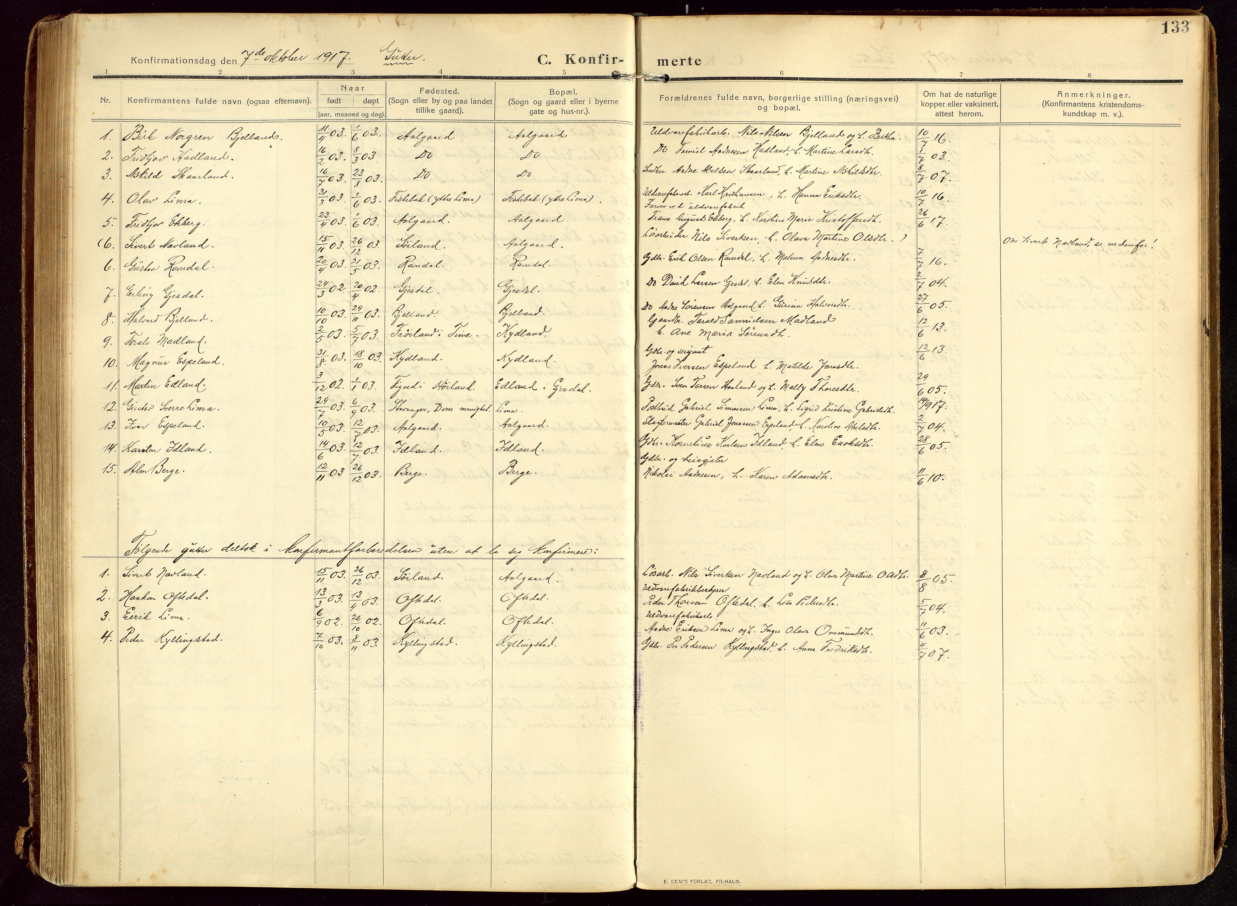 Lye sokneprestkontor, AV/SAST-A-101794/002/B/L0001: Ministerialbok nr. A 13, 1910-1925, s. 133