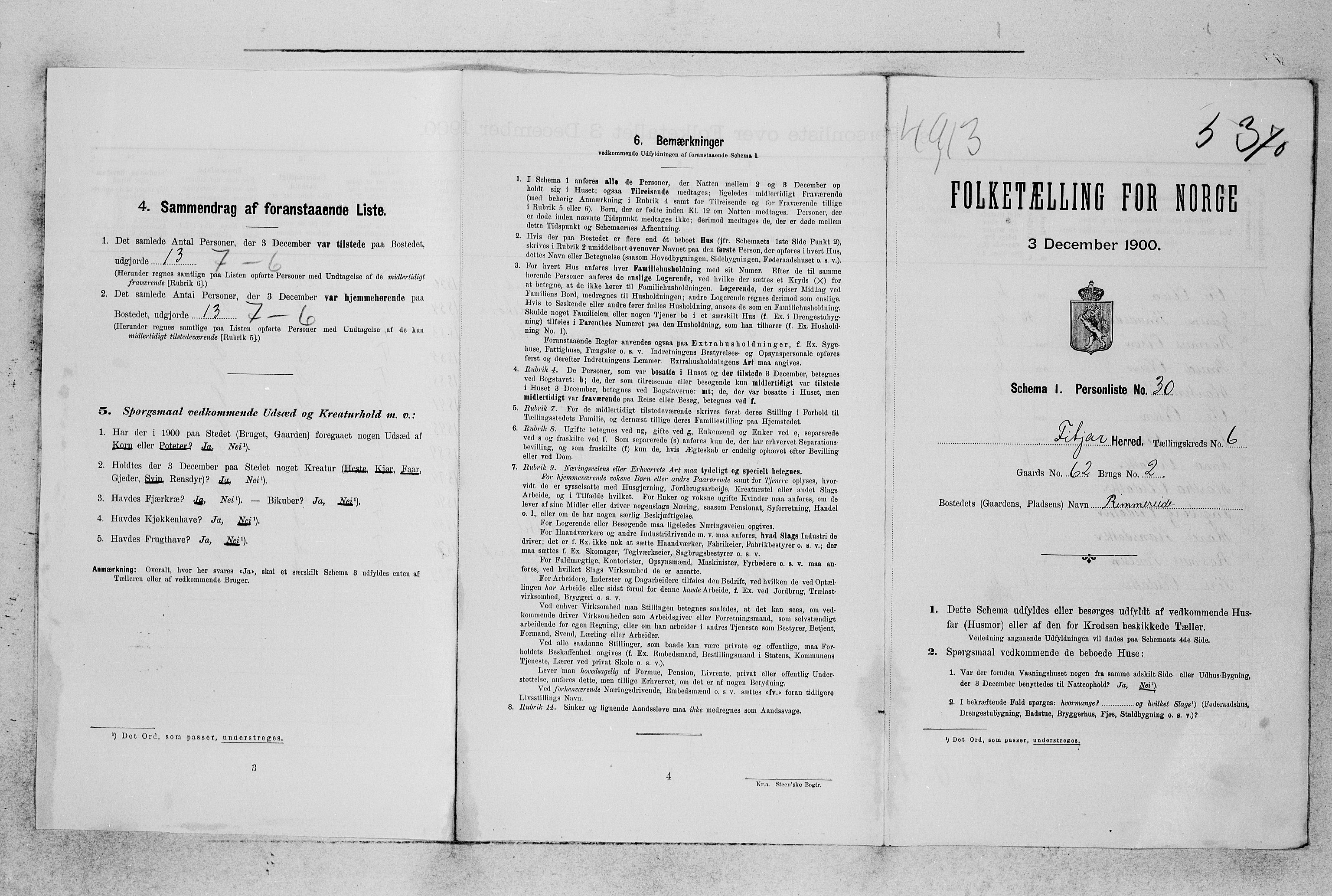 SAB, Folketelling 1900 for 1222 Fitjar herred, 1900, s. 45