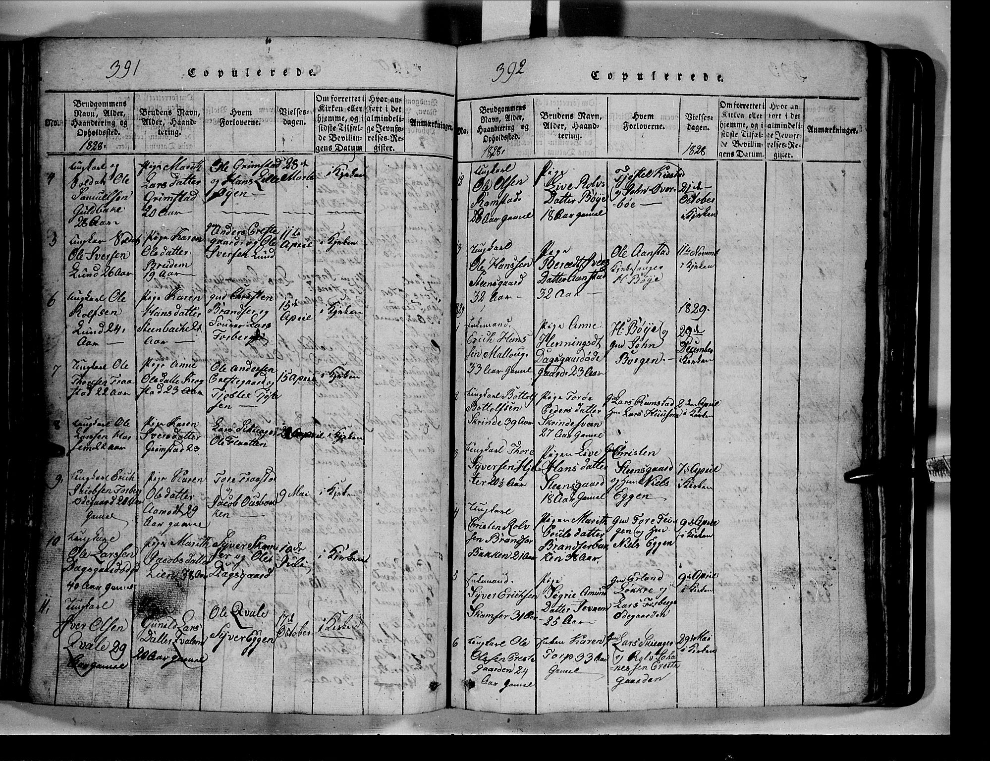 Lom prestekontor, AV/SAH-PREST-070/L/L0003: Klokkerbok nr. 3, 1815-1844, s. 391-392