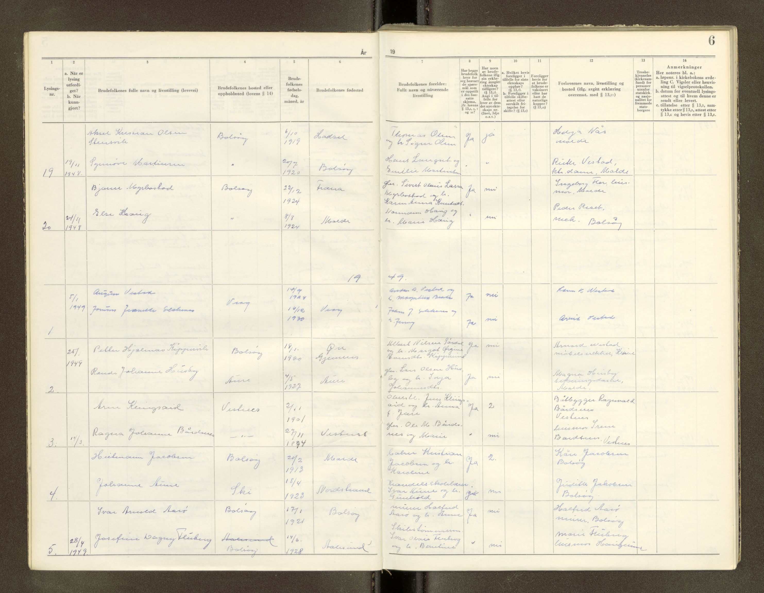 Romsdal sorenskriveri, AV/SAT-A-4149/1/6/6D/L0002: Lysingsbok, 1946-1969, s. 6