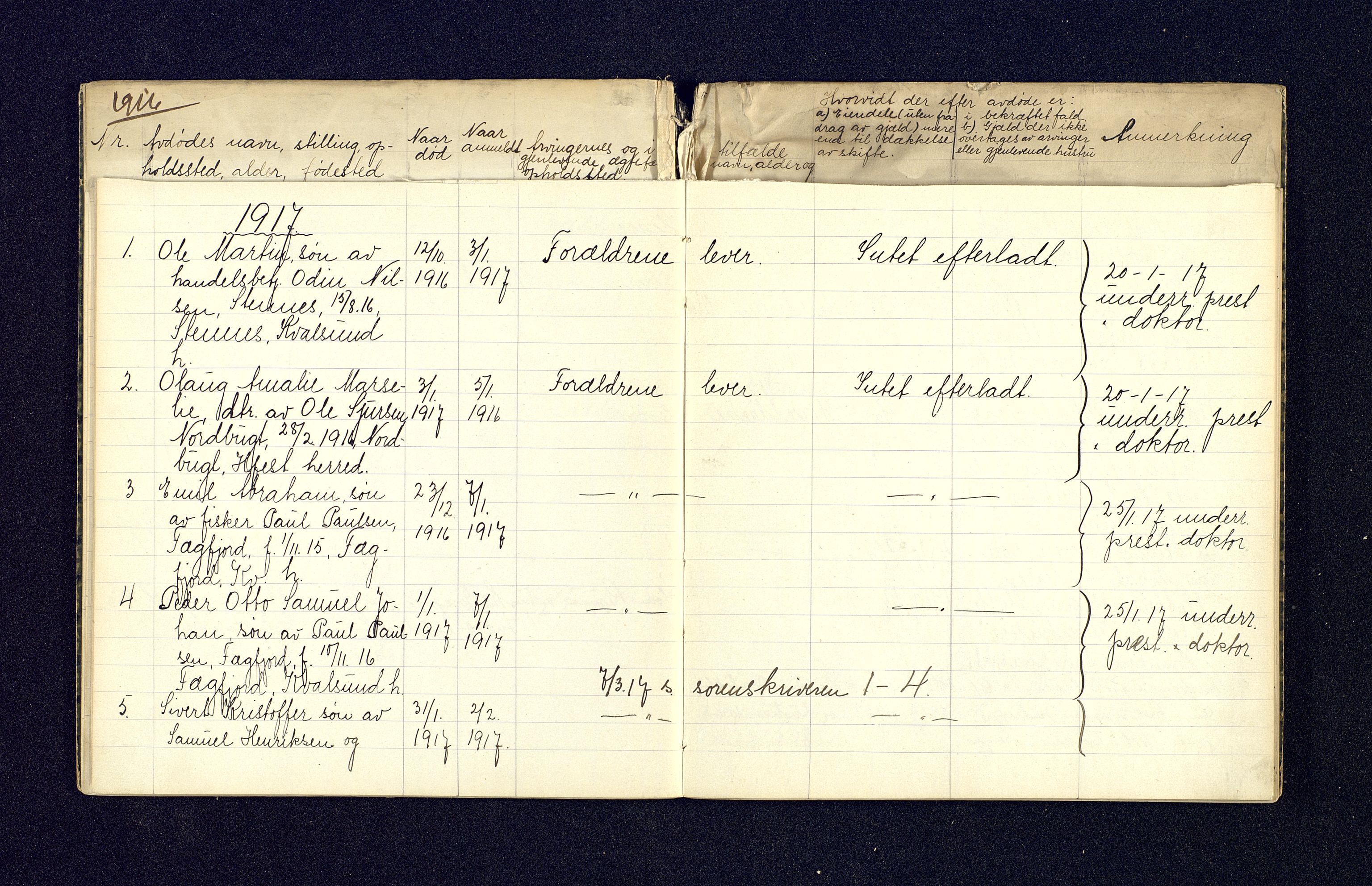 Sørøysund og Kvalsund lensmannskontor, AV/SATØ-SATO-151/2/Ff/L0150: Dødsfallsprotokoller, 1916-1918