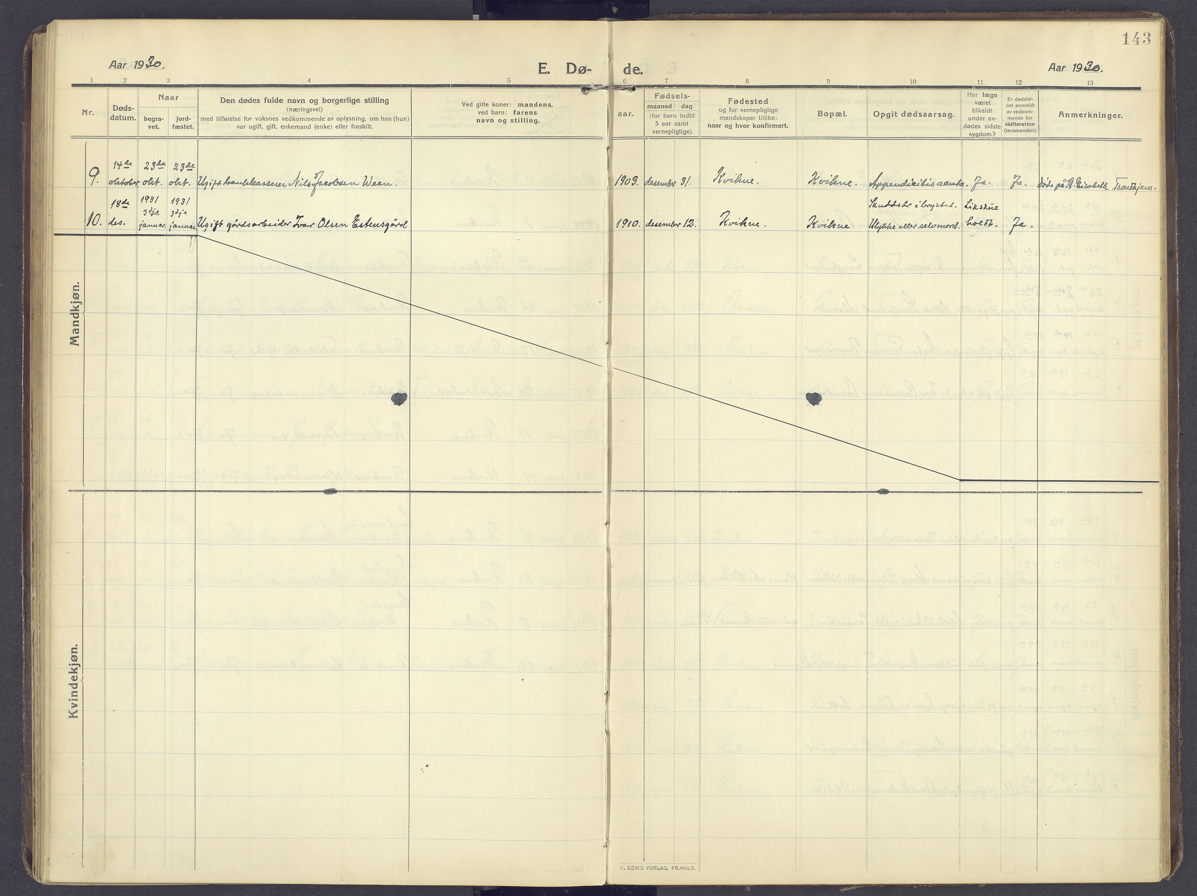 Kvikne prestekontor, AV/SAH-PREST-064/H/Ha/Haa/L0009: Ministerialbok nr. 9, 1911-1942, s. 143