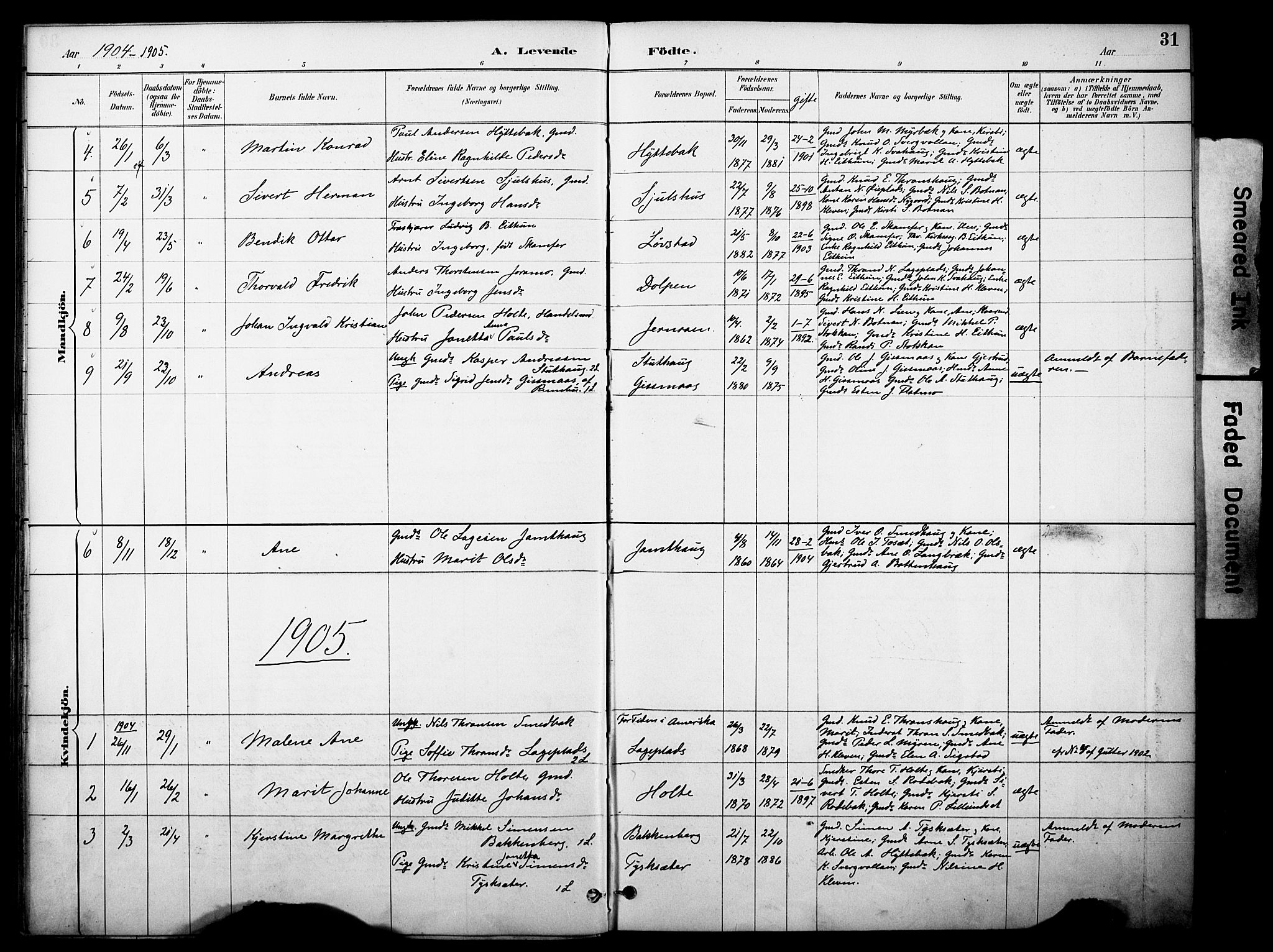 Kvikne prestekontor, AV/SAH-PREST-064/H/Ha/Haa/L0007: Ministerialbok nr. 7, 1887-1911, s. 31