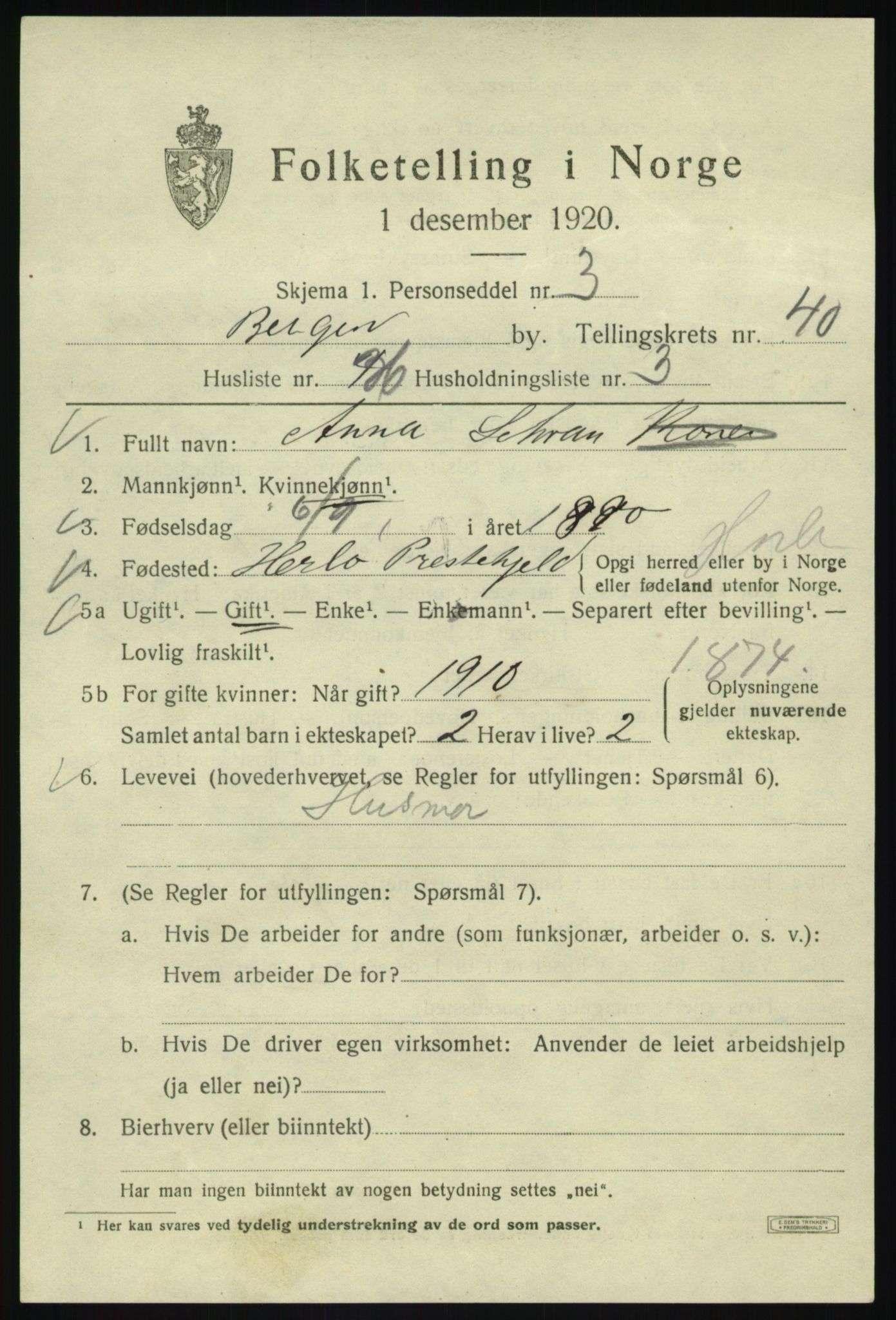 SAB, Folketelling 1920 for 1301 Bergen kjøpstad, 1920, s. 108537