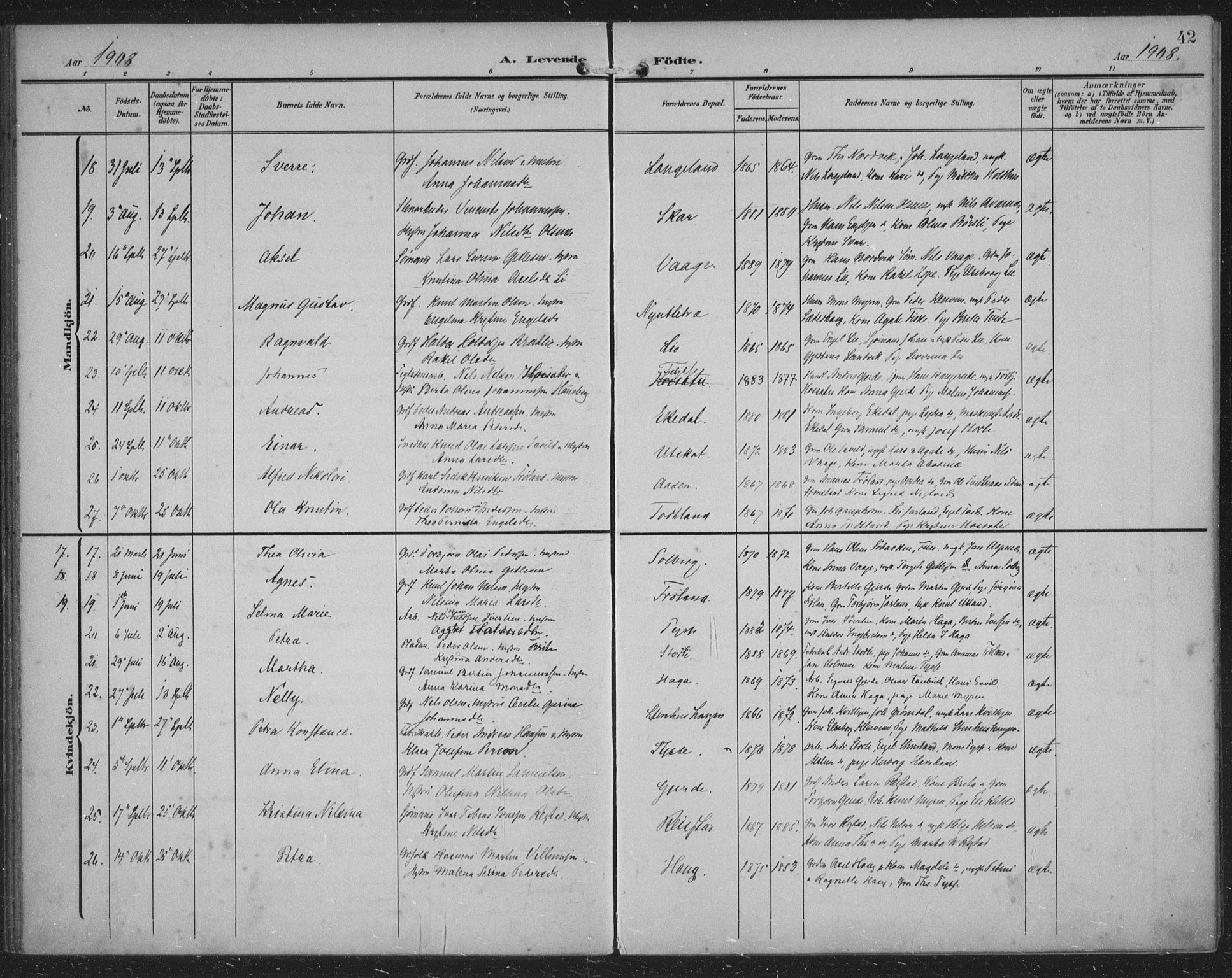 Samnanger Sokneprestembete, AV/SAB-A-77501/H/Haa: Ministerialbok nr. A 2, 1902-1918, s. 42