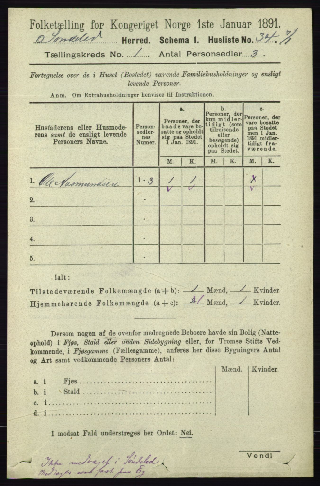 RA, Folketelling 1891 for 0913 Søndeled herred, 1891, s. 76