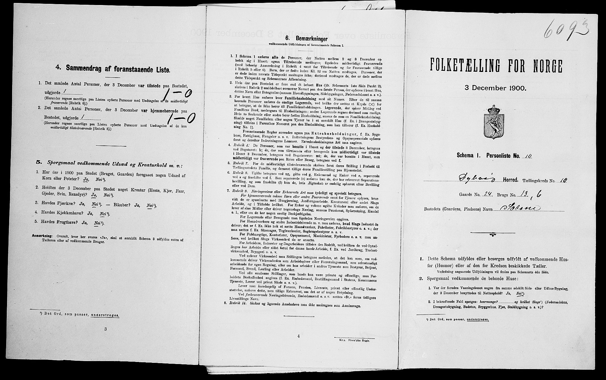 SAK, Folketelling 1900 for 0915 Dypvåg herred, 1900, s. 1080