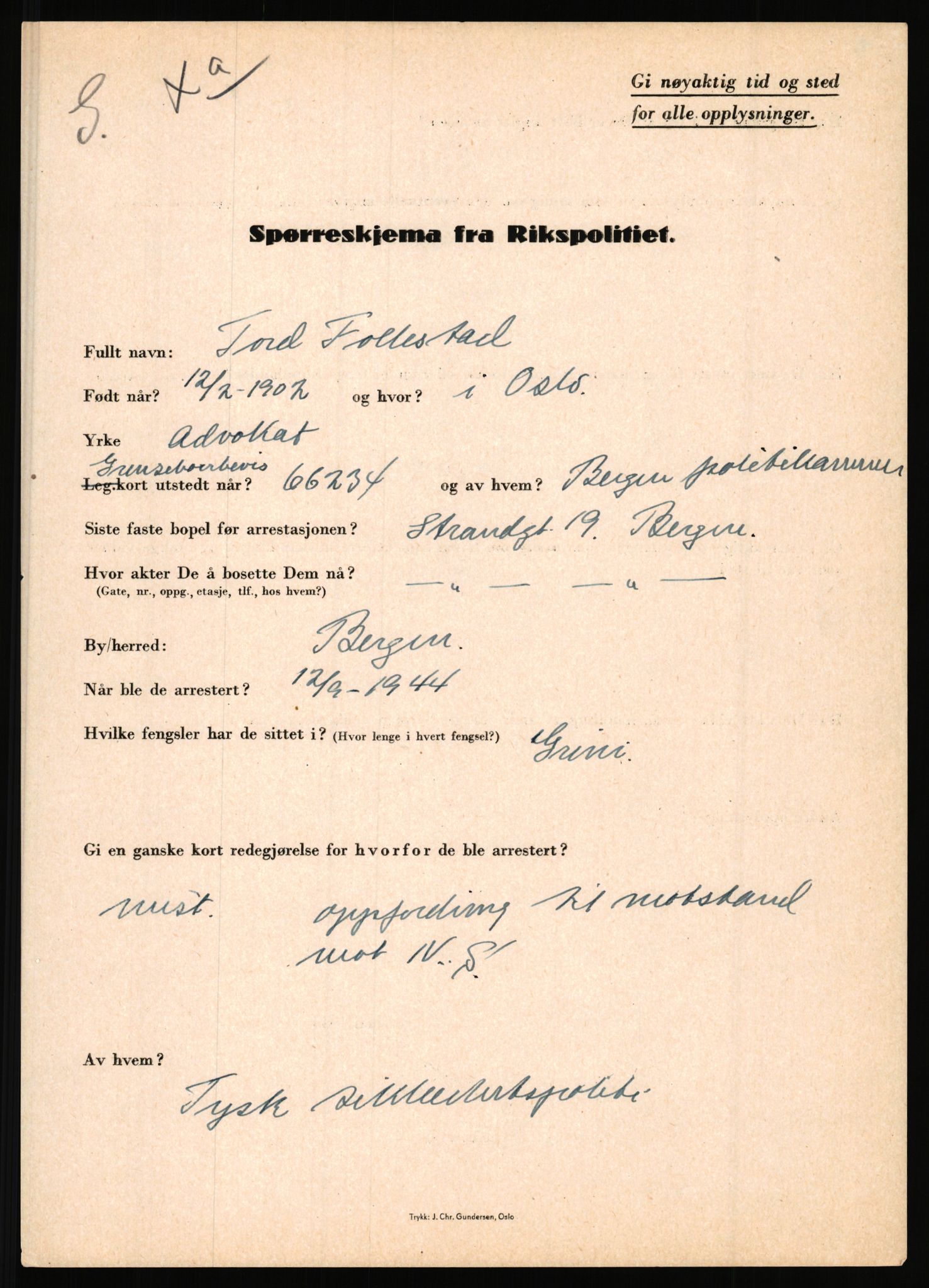 Rikspolitisjefen, AV/RA-S-1560/L/L0004: Eriksen, Alf - Geving, Øivind, 1940-1945, s. 633