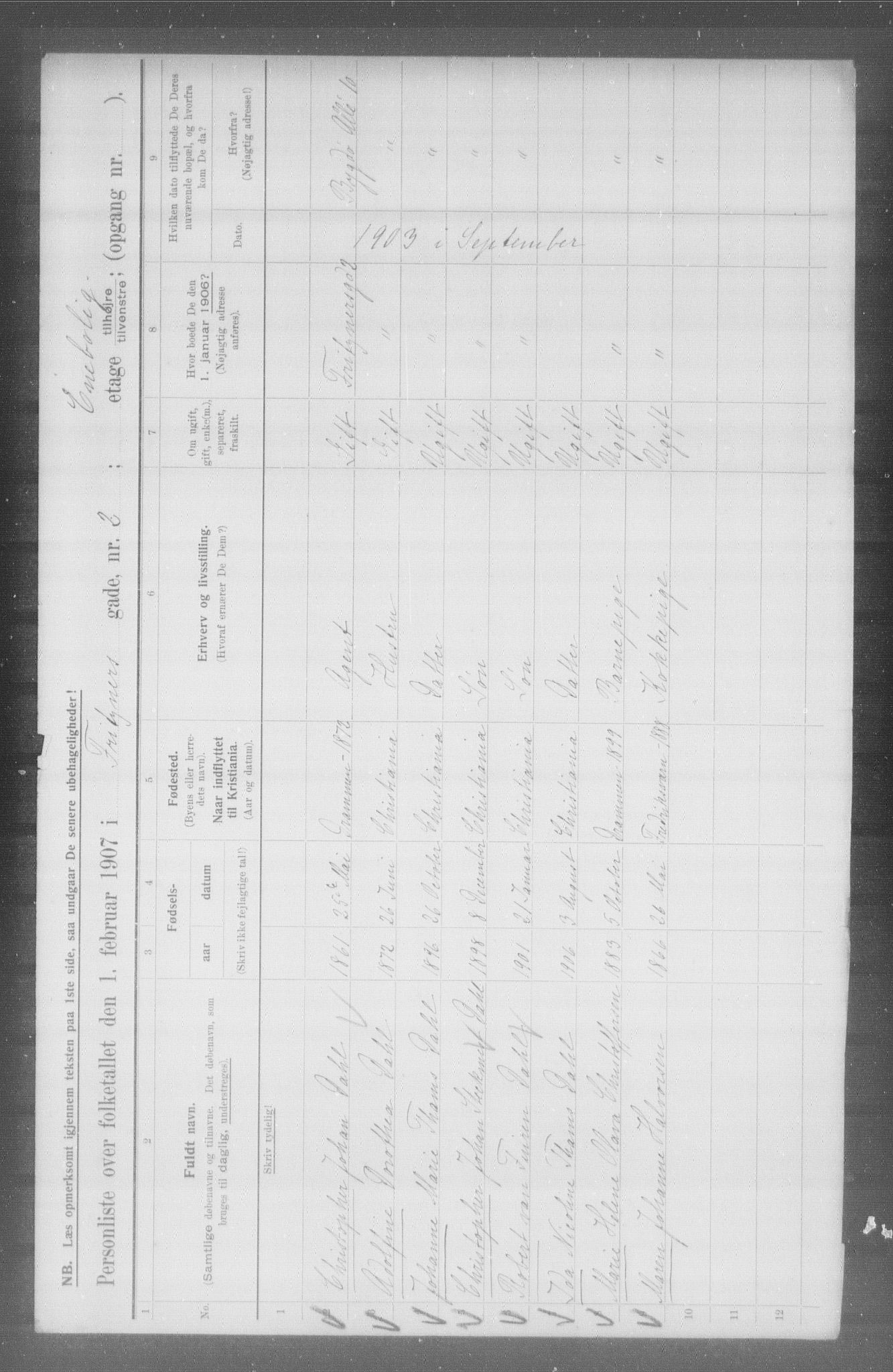 OBA, Kommunal folketelling 1.2.1907 for Kristiania kjøpstad, 1907, s. 13713