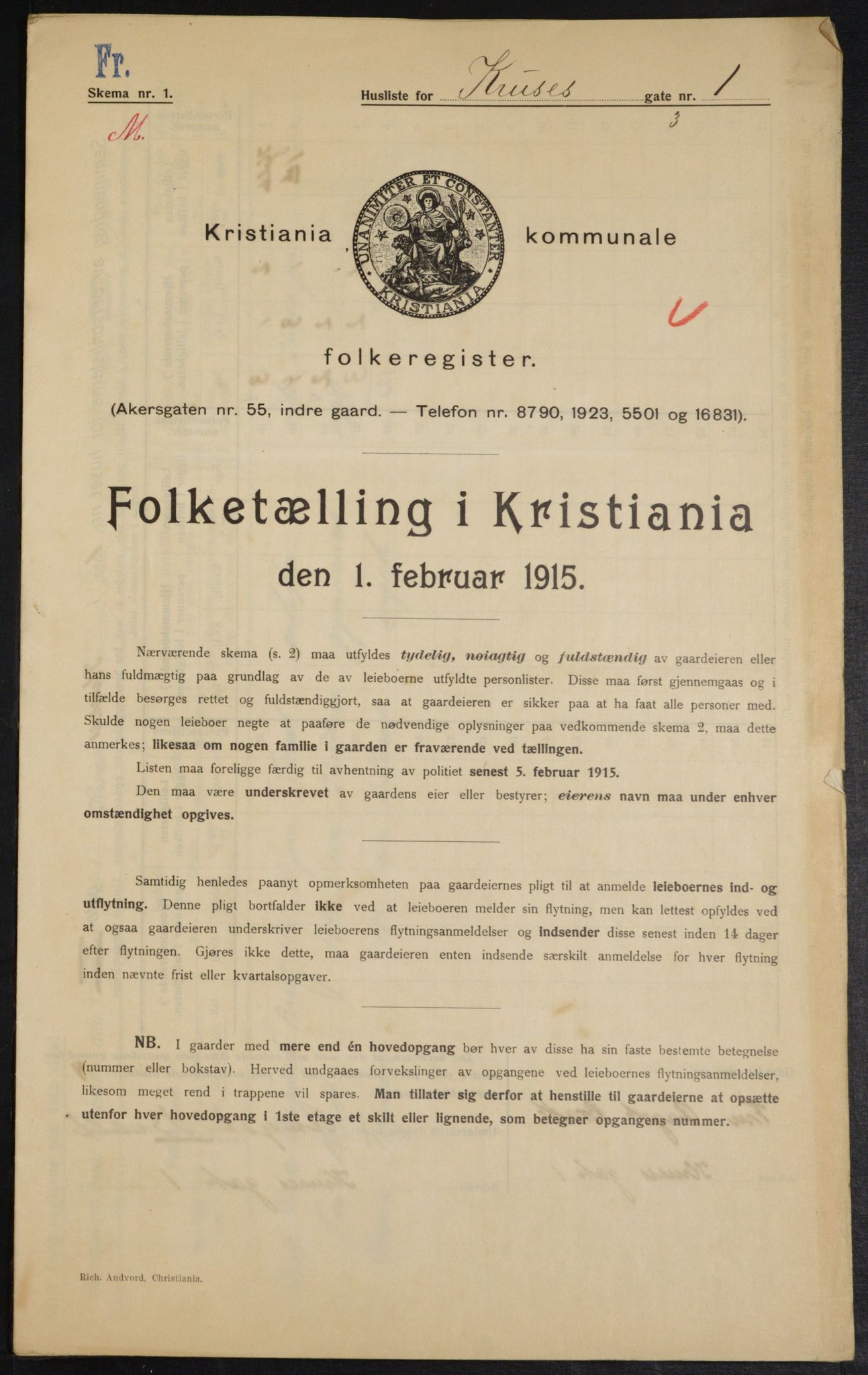 OBA, Kommunal folketelling 1.2.1915 for Kristiania, 1915, s. 54419