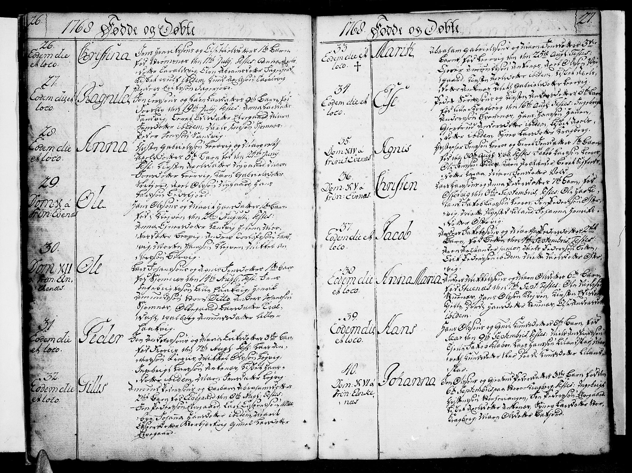 Ministerialprotokoller, klokkerbøker og fødselsregistre - Nordland, AV/SAT-A-1459/863/L0892: Ministerialbok nr. 863A04, 1765-1794, s. 26-27