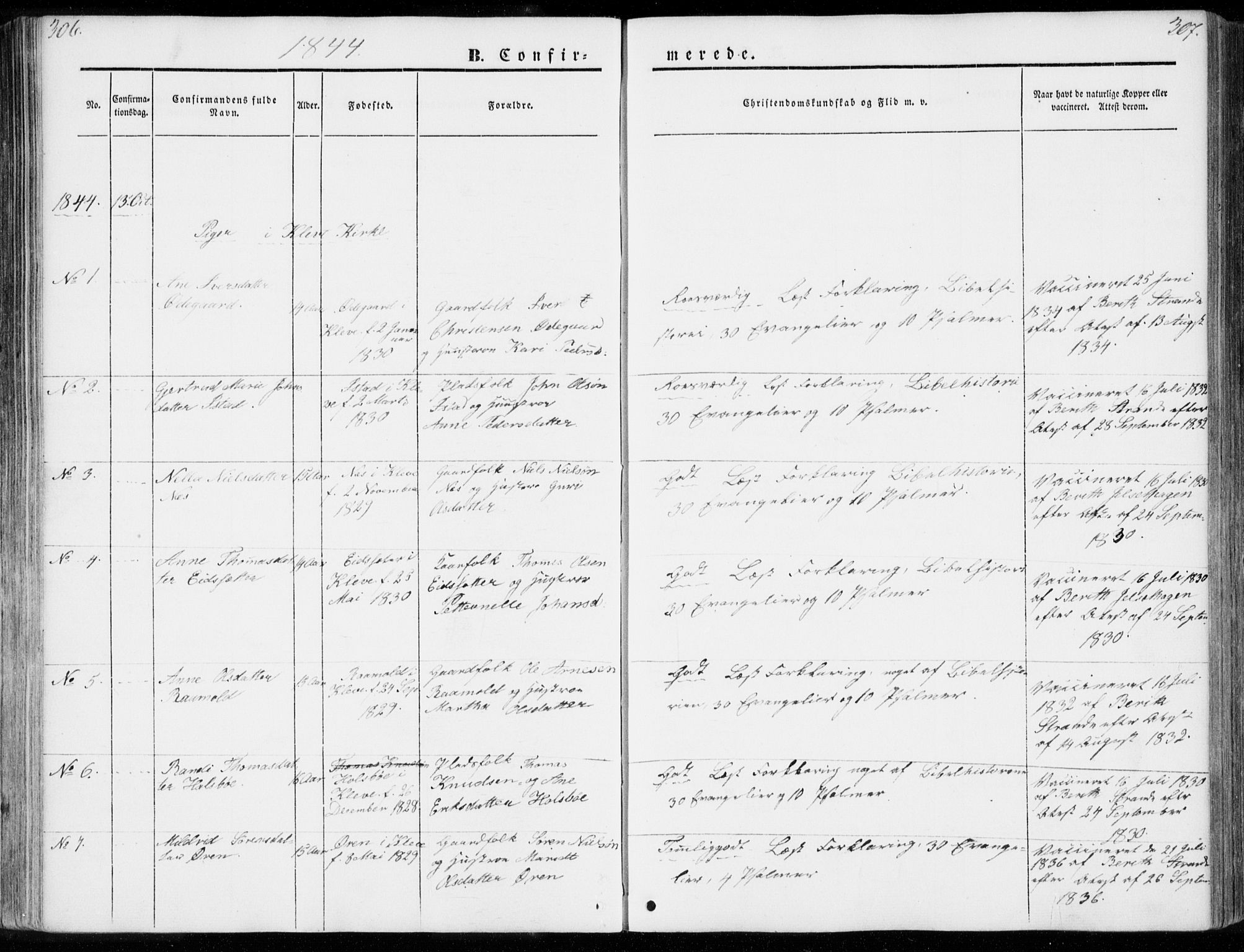 Ministerialprotokoller, klokkerbøker og fødselsregistre - Møre og Romsdal, SAT/A-1454/557/L0680: Ministerialbok nr. 557A02, 1843-1869, s. 306-307