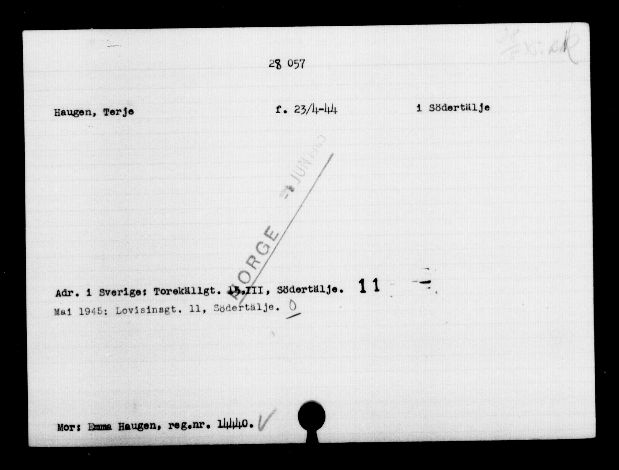 Den Kgl. Norske Legasjons Flyktningskontor, RA/S-6753/V/Va/L0011: Kjesäterkartoteket.  Flyktningenr. 25300-28349, 1940-1945, s. 2940