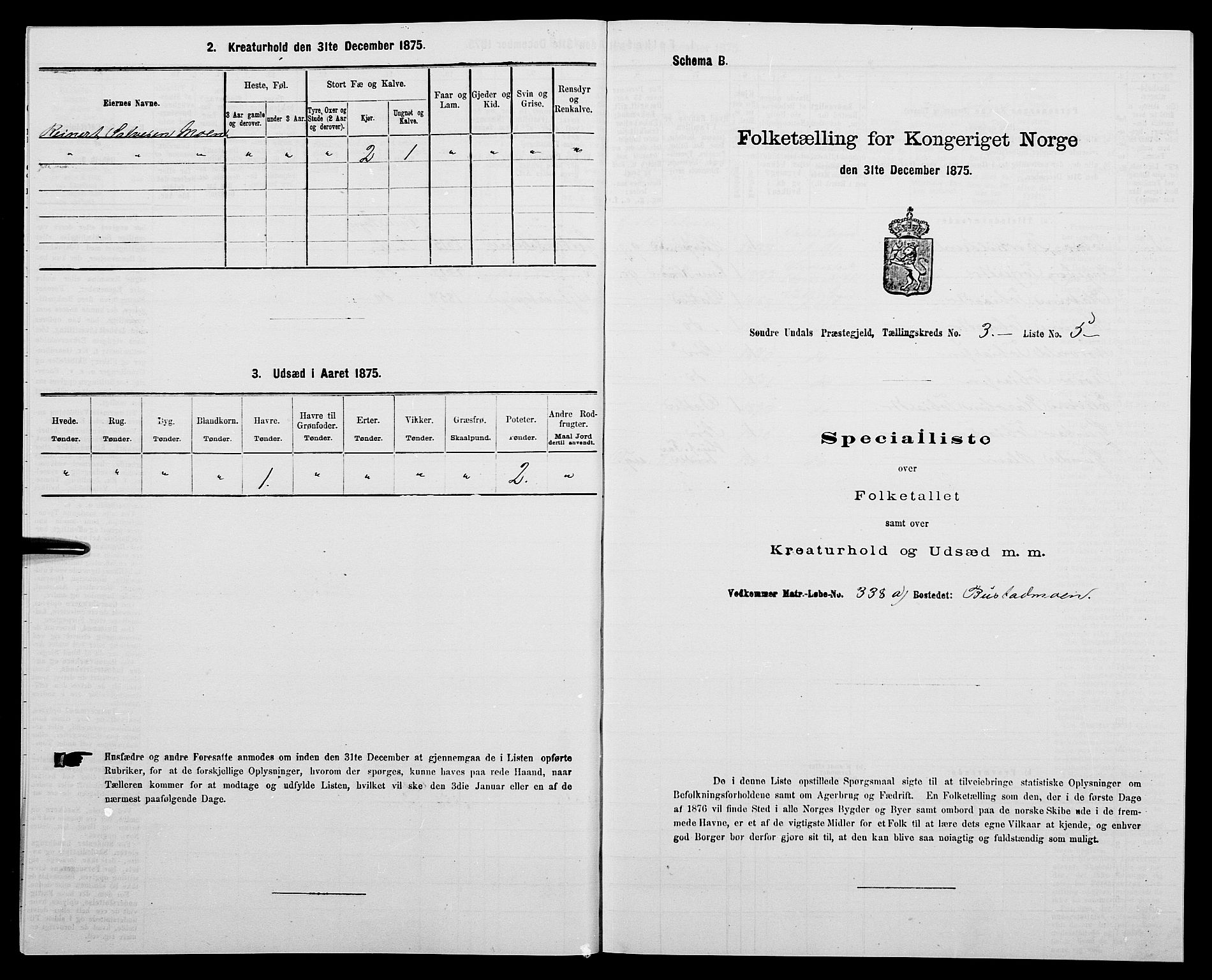 SAK, Folketelling 1875 for 1029P Sør-Audnedal prestegjeld, 1875, s. 379