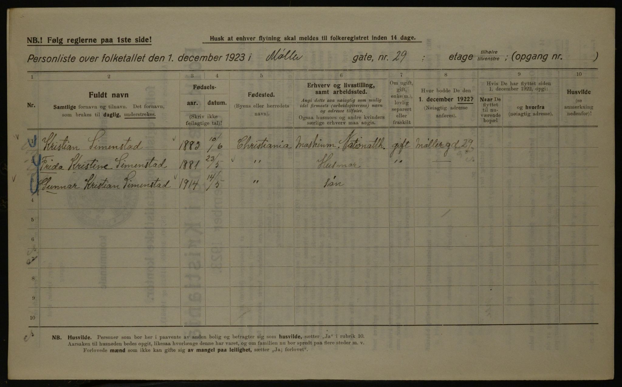 OBA, Kommunal folketelling 1.12.1923 for Kristiania, 1923, s. 75659