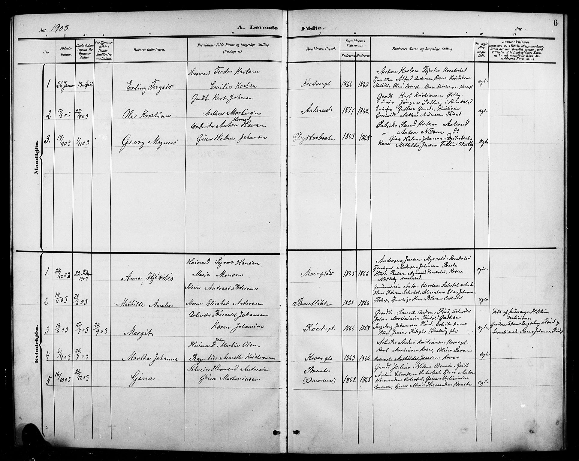 Ås prestekontor Kirkebøker, AV/SAO-A-10894/G/Gc/L0001: Klokkerbok nr. III 1, 1901-1924, s. 6