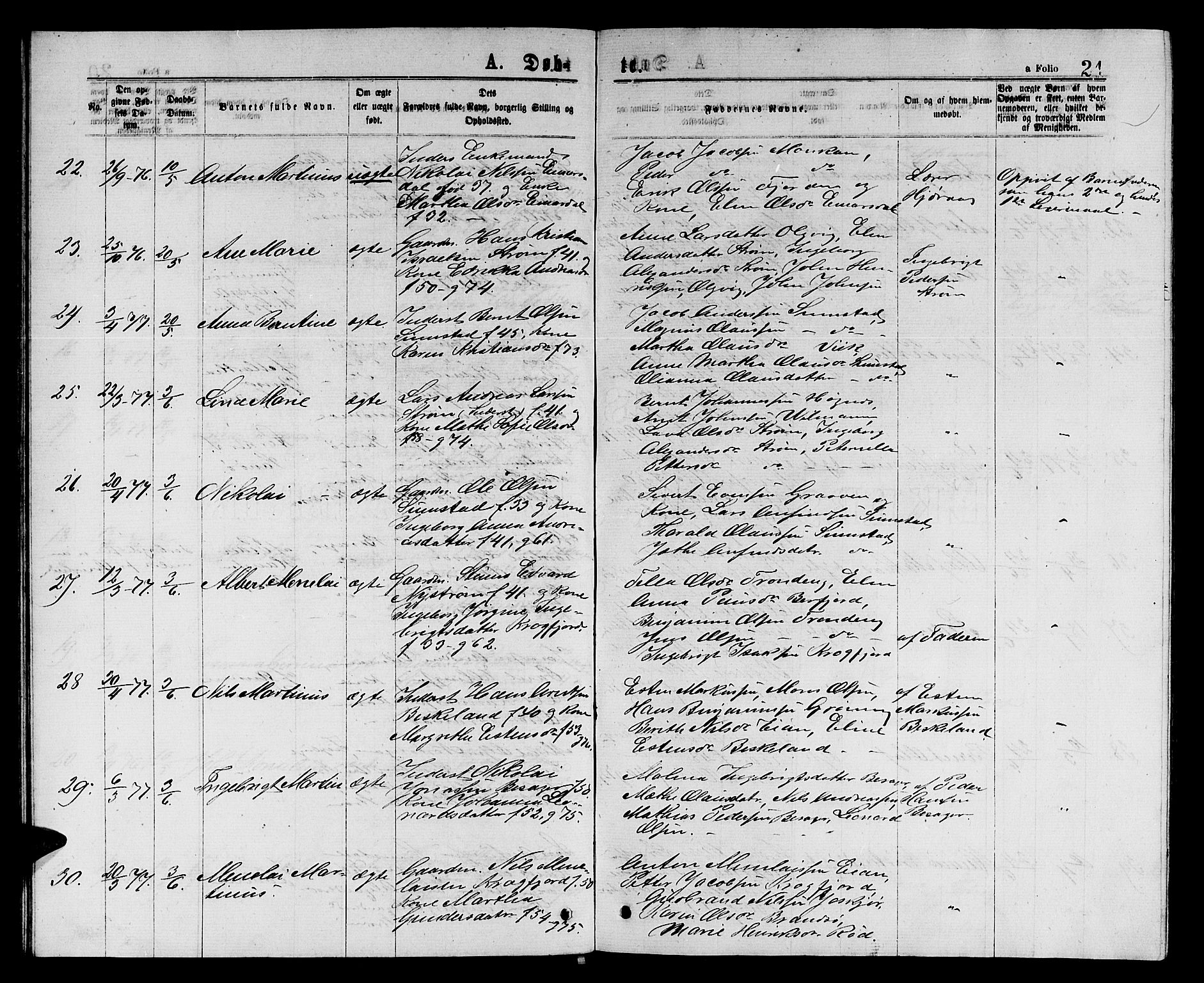 Ministerialprotokoller, klokkerbøker og fødselsregistre - Sør-Trøndelag, AV/SAT-A-1456/657/L0715: Klokkerbok nr. 657C02, 1873-1888, s. 21