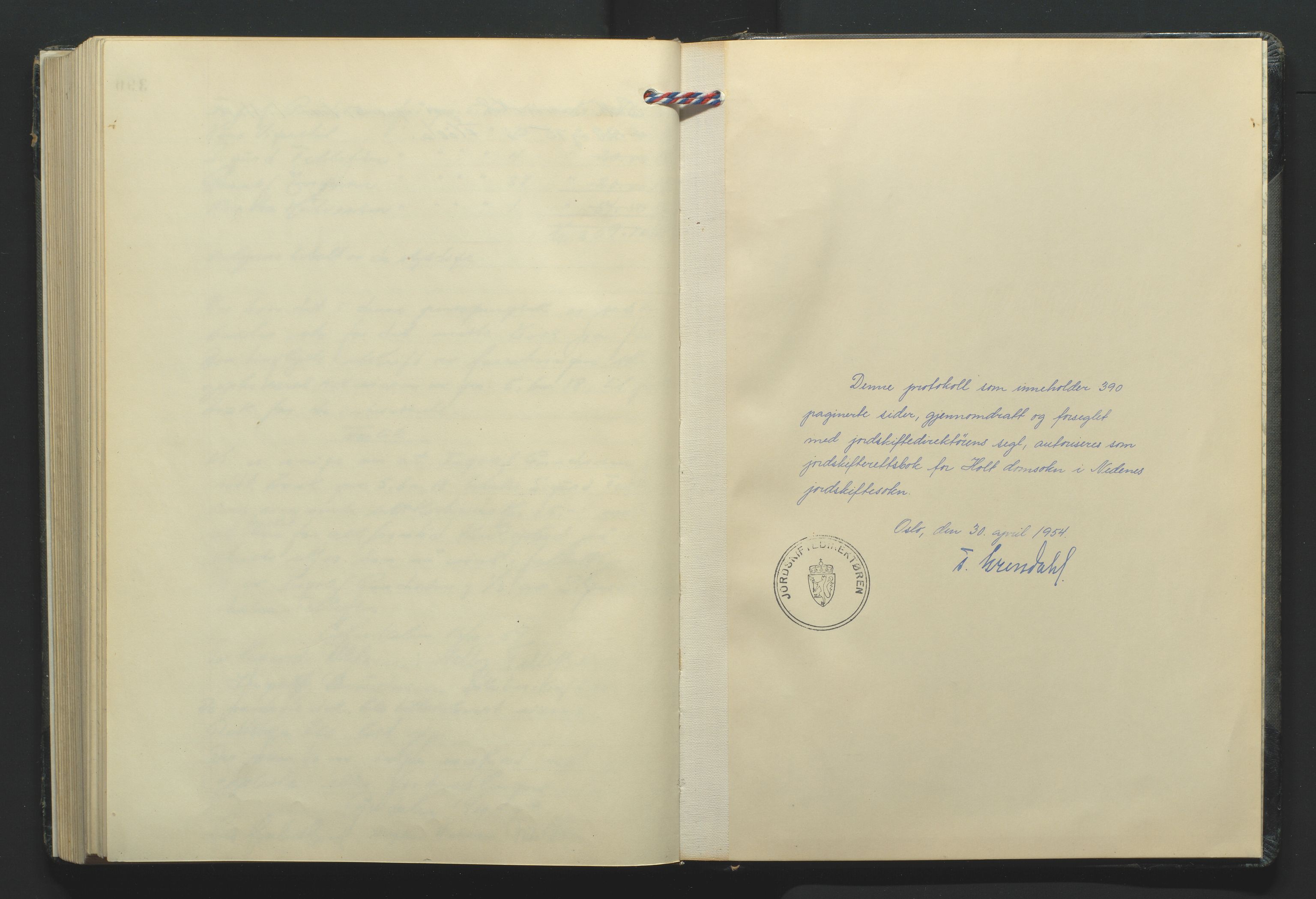 Nedenes jordskifterett, AV/SAK-1541-0007/F/Fa/Faa/L0003: Jordskifteprotokoll med gårdsregister, Holt domssokn nr 16, 1954-1959