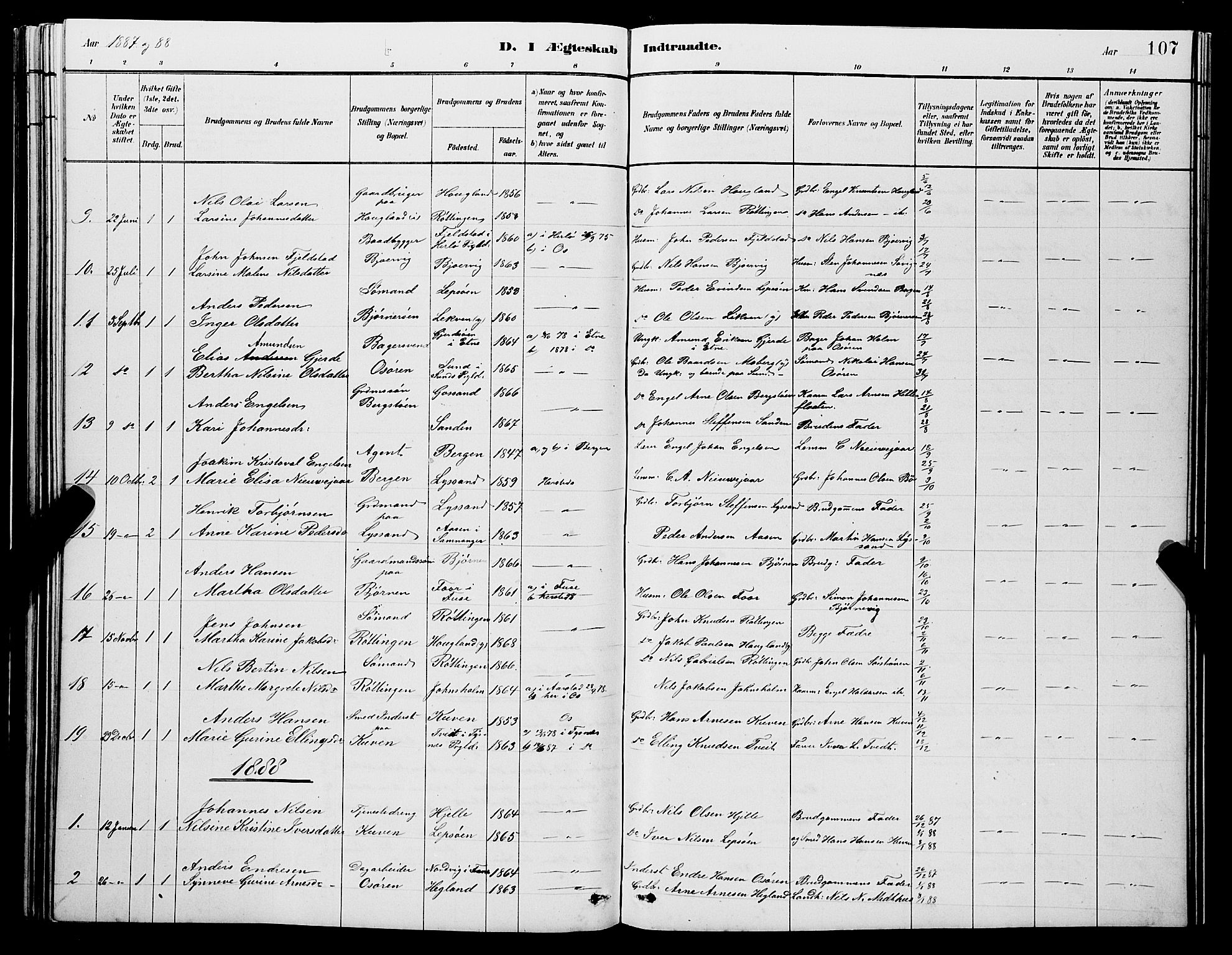 Os sokneprestembete, AV/SAB-A-99929: Klokkerbok nr. A 2, 1880-1896, s. 107