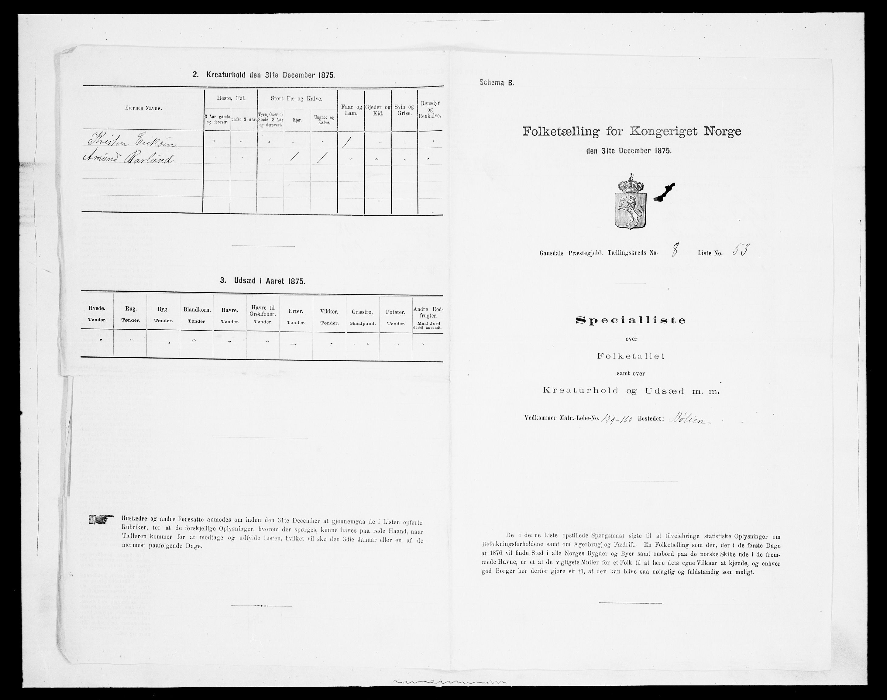 SAH, Folketelling 1875 for 0522P Gausdal prestegjeld, 1875, s. 1513