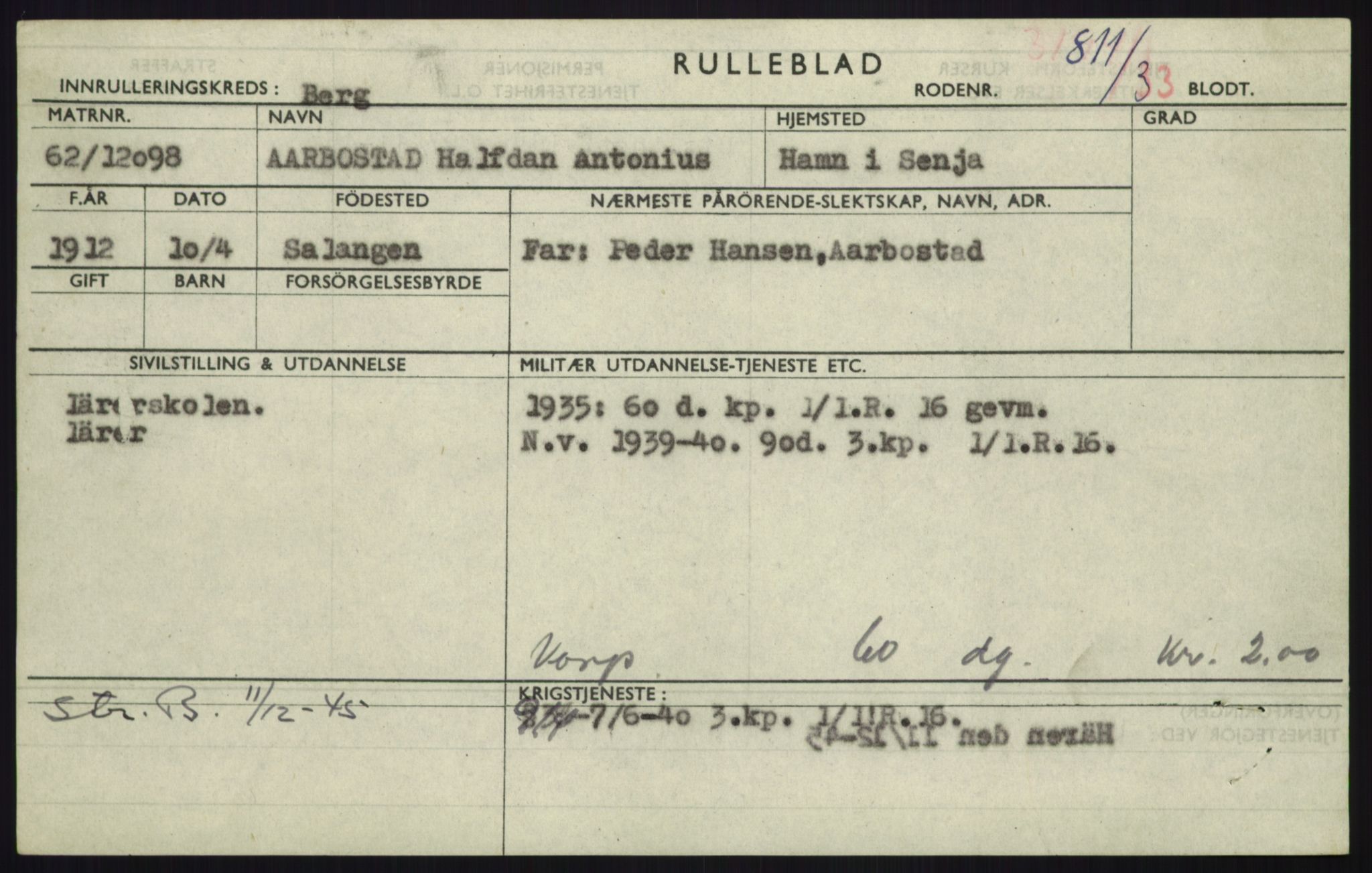 Forsvaret, Troms infanteriregiment nr. 16, AV/RA-RAFA-3146/P/Pa/L0017: Rulleblad for regimentets menige mannskaper, årsklasse 1933, 1933, s. 1381